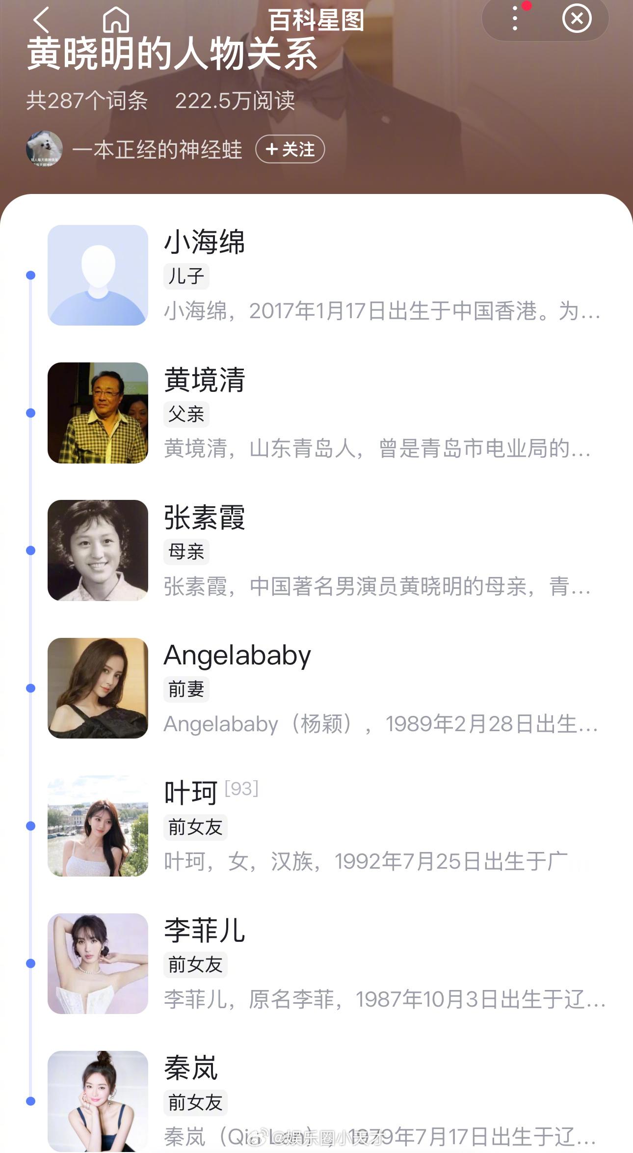 黄晓明和叶珂确认已分手，黄晓明的百科人物关系里，叶珂已经是“前女友”了。叶珂的名