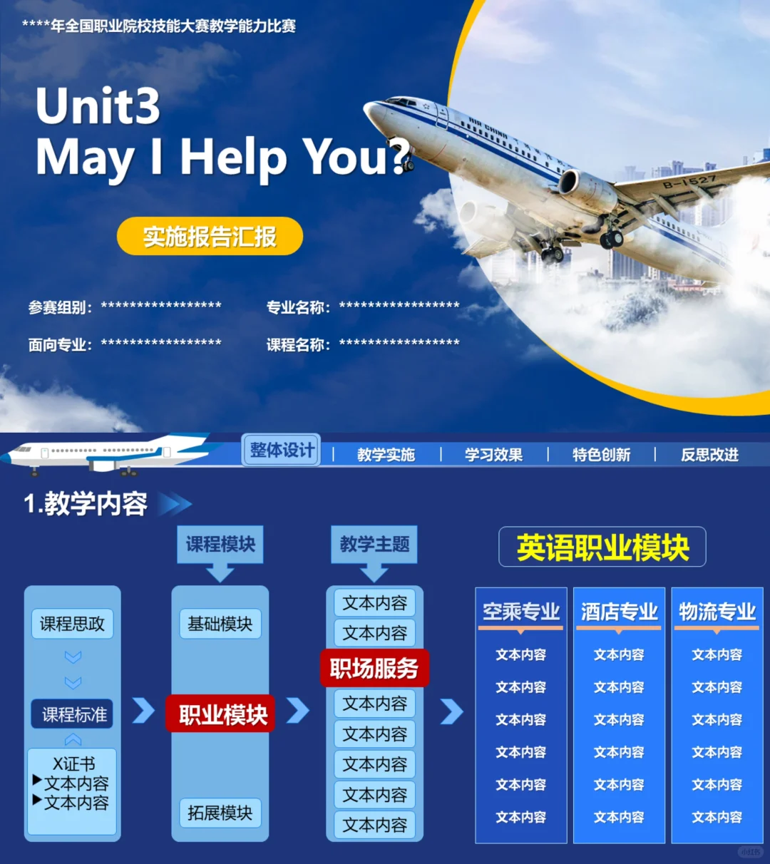 教学能力大赛—实施报告图（英语空乘类）