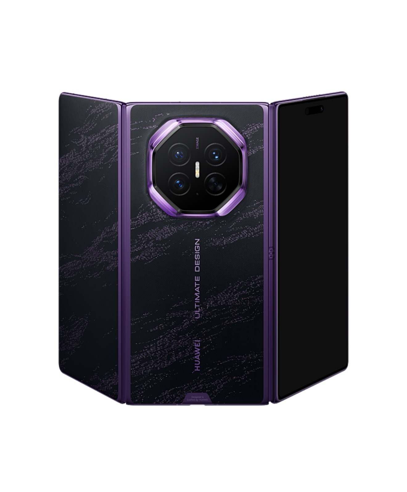 全新HUAWEI Mate XT2 展翼三折叠提供三款配色玄黑、皓白、锦紫sku