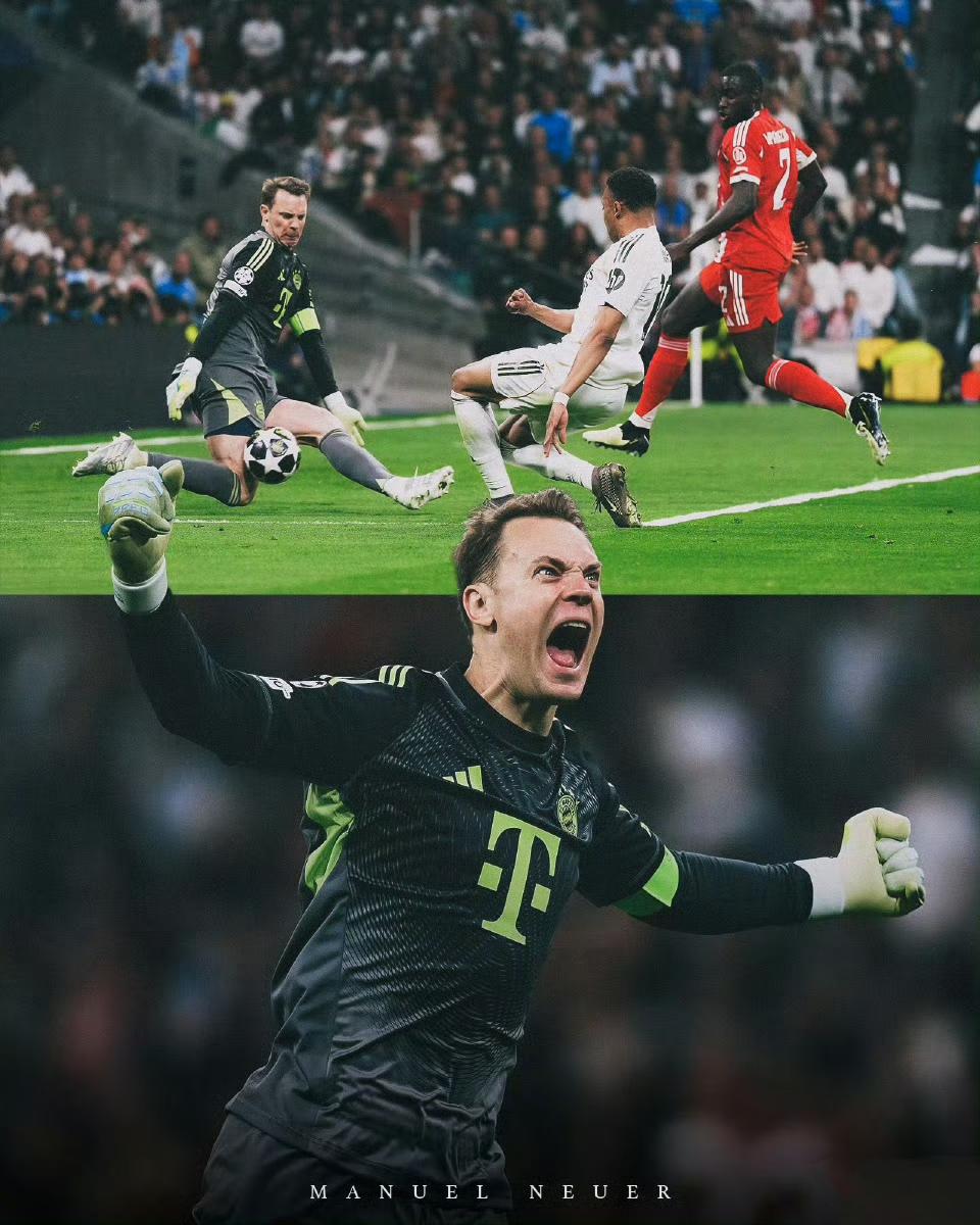 诺伊尔单场9次扑救，已经被誉为门将GOAT啦！

我认为拿今年欧冠冠军，他40岁