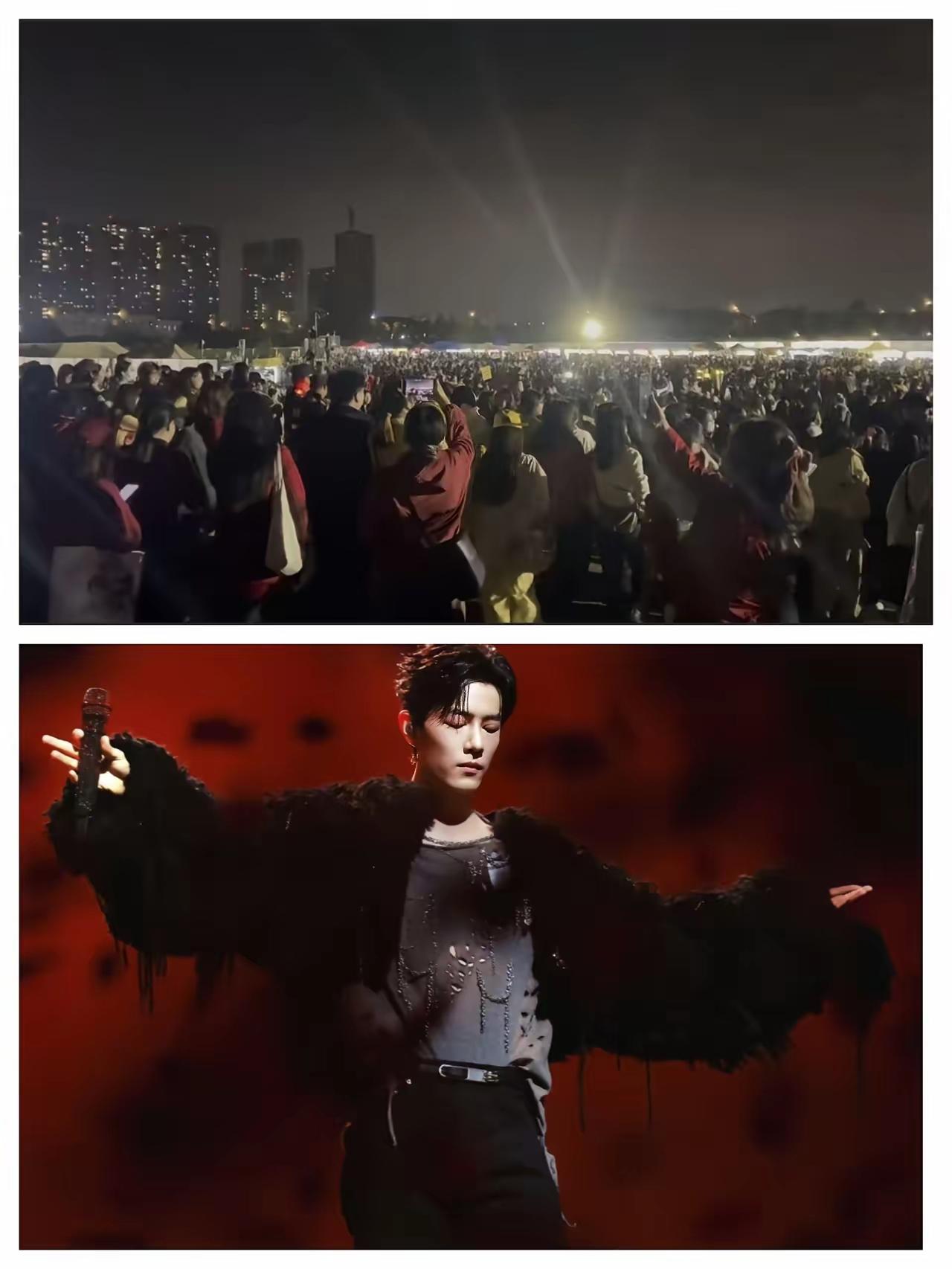 谁再跟说经济下行，
谁再跟说不舍得消费，
就跟谁急！肖战演唱会，外面站满了失意的