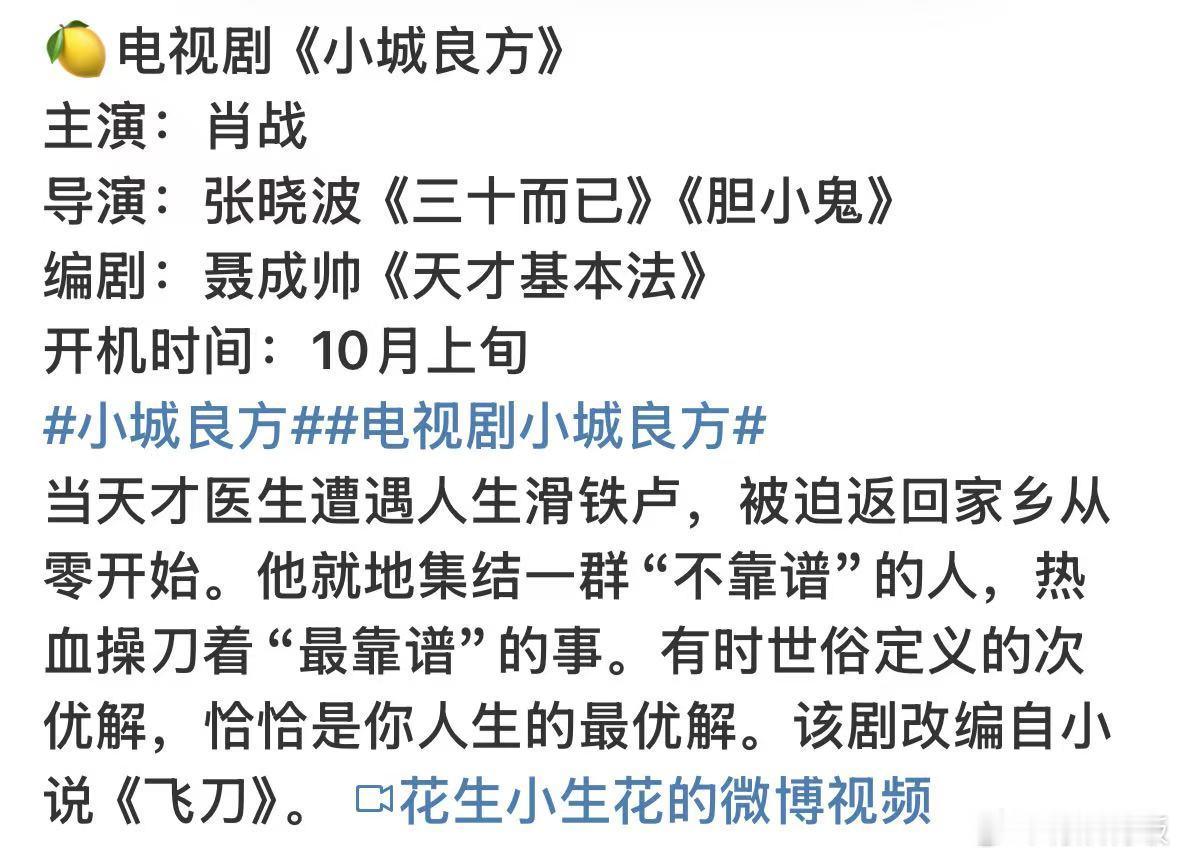 小城良方简介肖战小城良方故事梗概肖战小城良方故事梗概，期待了，行行行 ​​​