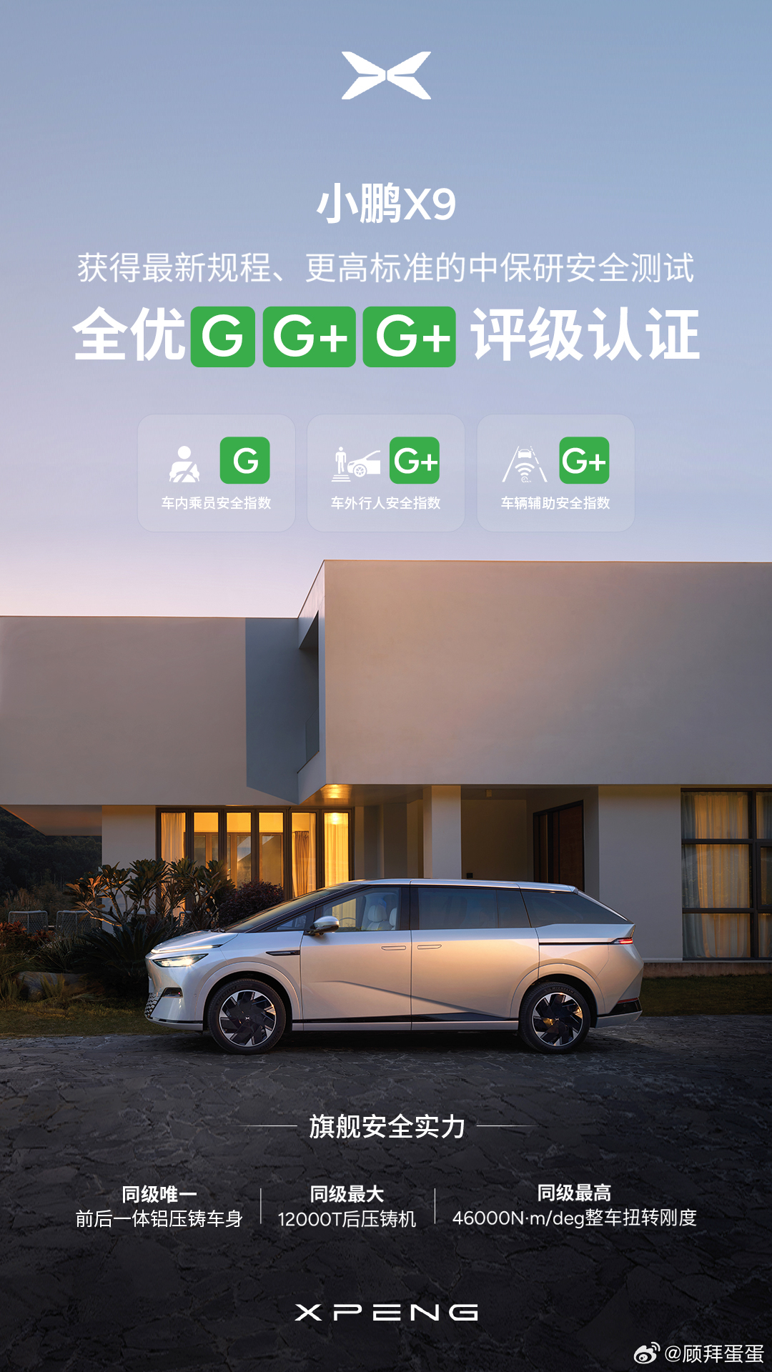 小鹏X9中保研碰撞获G+成绩小鹏X9成唯一全维安全MPV  【安全标杆再突破】小