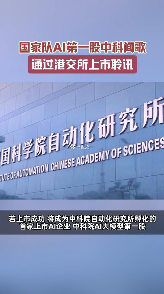 国家队AI第一股通过上市聆讯AI行业再迎重磅喜讯！中科闻歌成功过聆讯，既是国家队