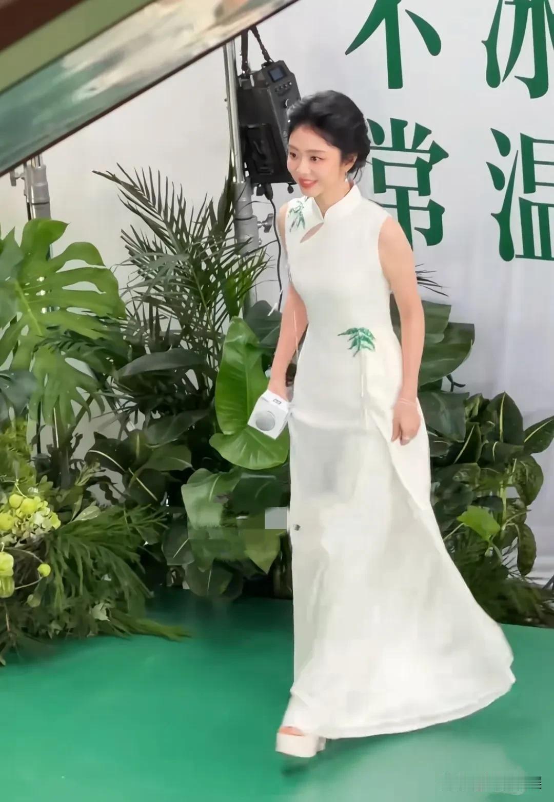 谭松韵现身北京，出席品牌金典牛奶的活动。她真的是满十减五呀，36岁嫩得像十八岁。