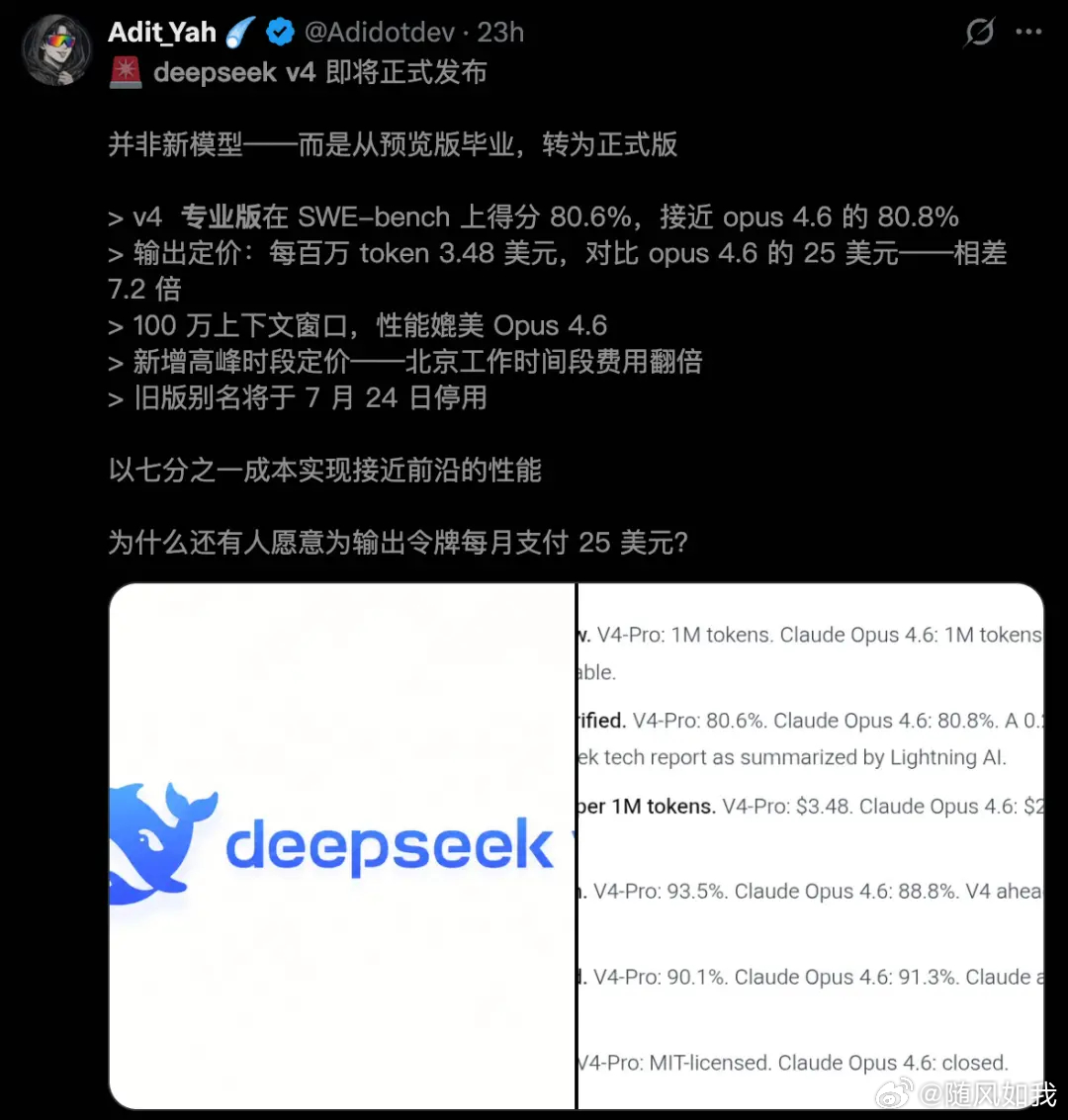 DeepSeek V4 正式版，最快明天就来了。等了快三个月的靴子，总算要落地。