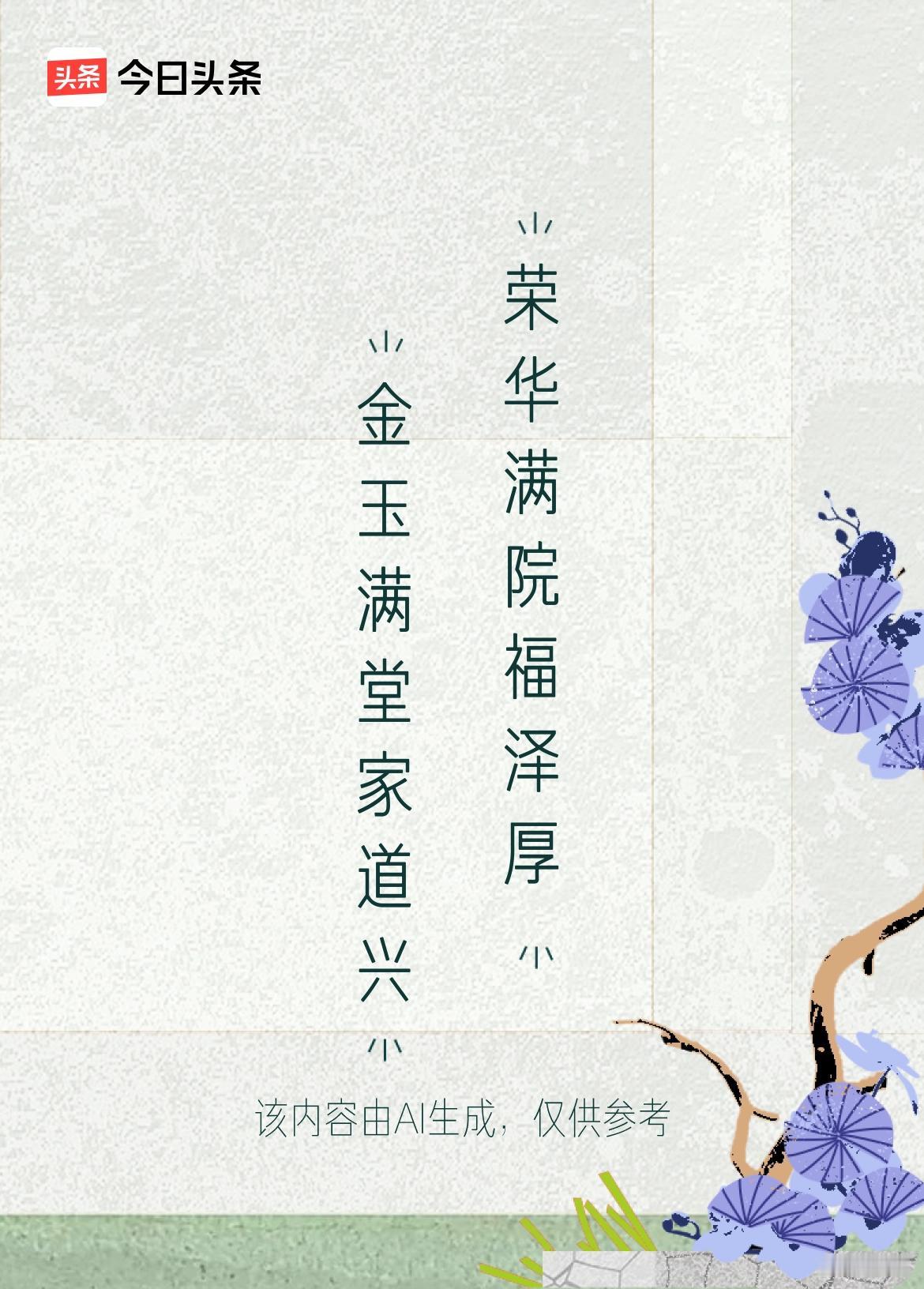 文学创作大会上联：金玉满堂家道兴，下联：荣华满院福泽厚。戳这里👉和我一起作诗词