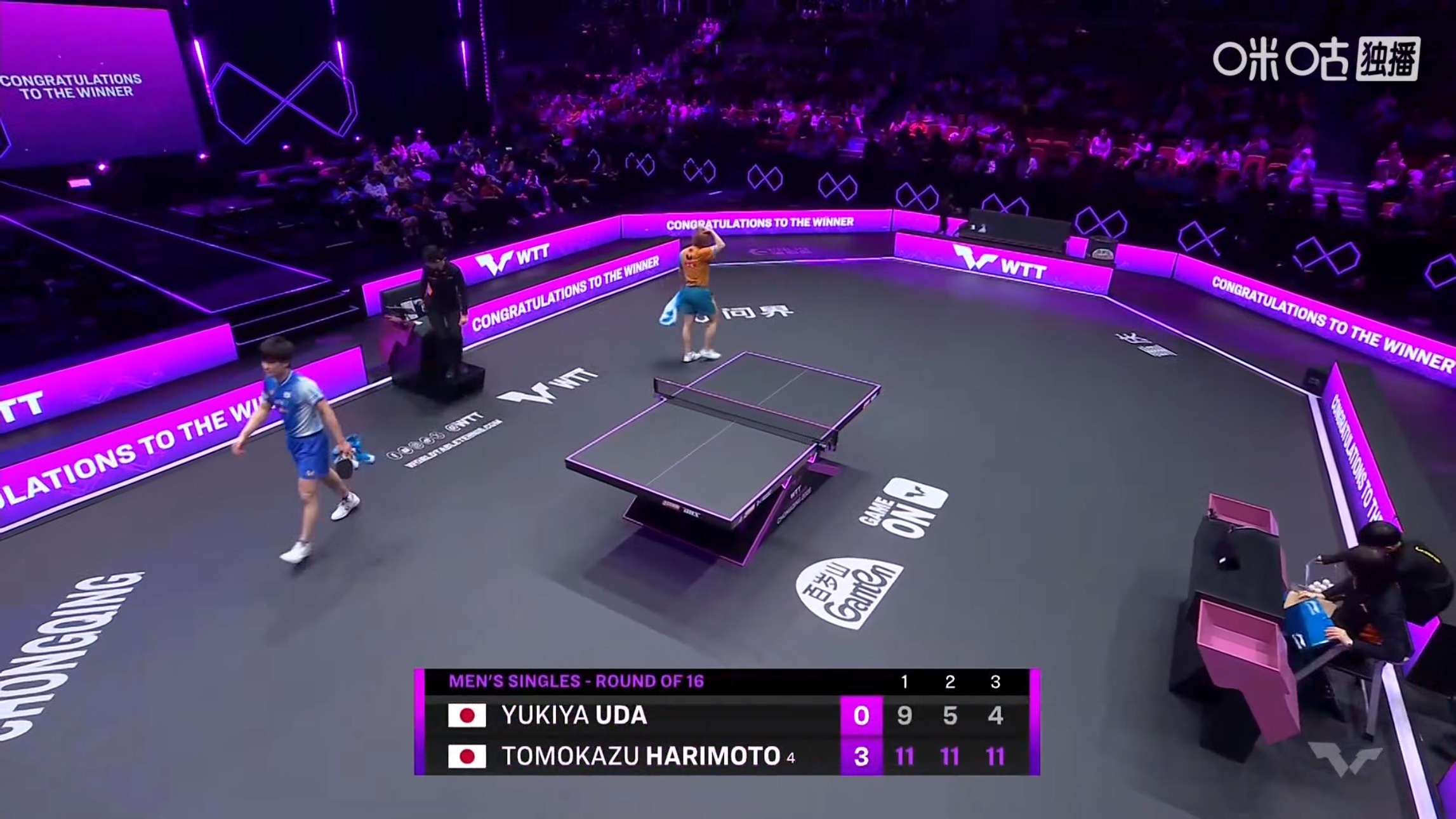 张本智和3比0宇田幸矢(11-9，11-5，11-4)晋级wtt重庆冠军赛202