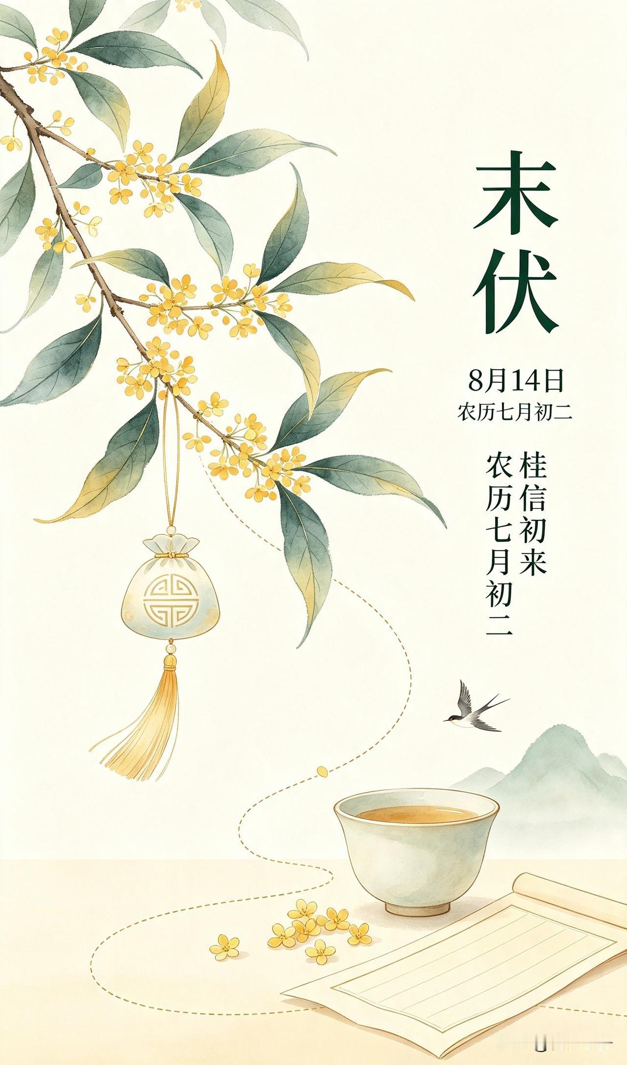 🍂2026/08/14ᵕ̈周五｜末伏浅秋🍃☕️🍒🍑
晓风携浅秋，拂过窗前