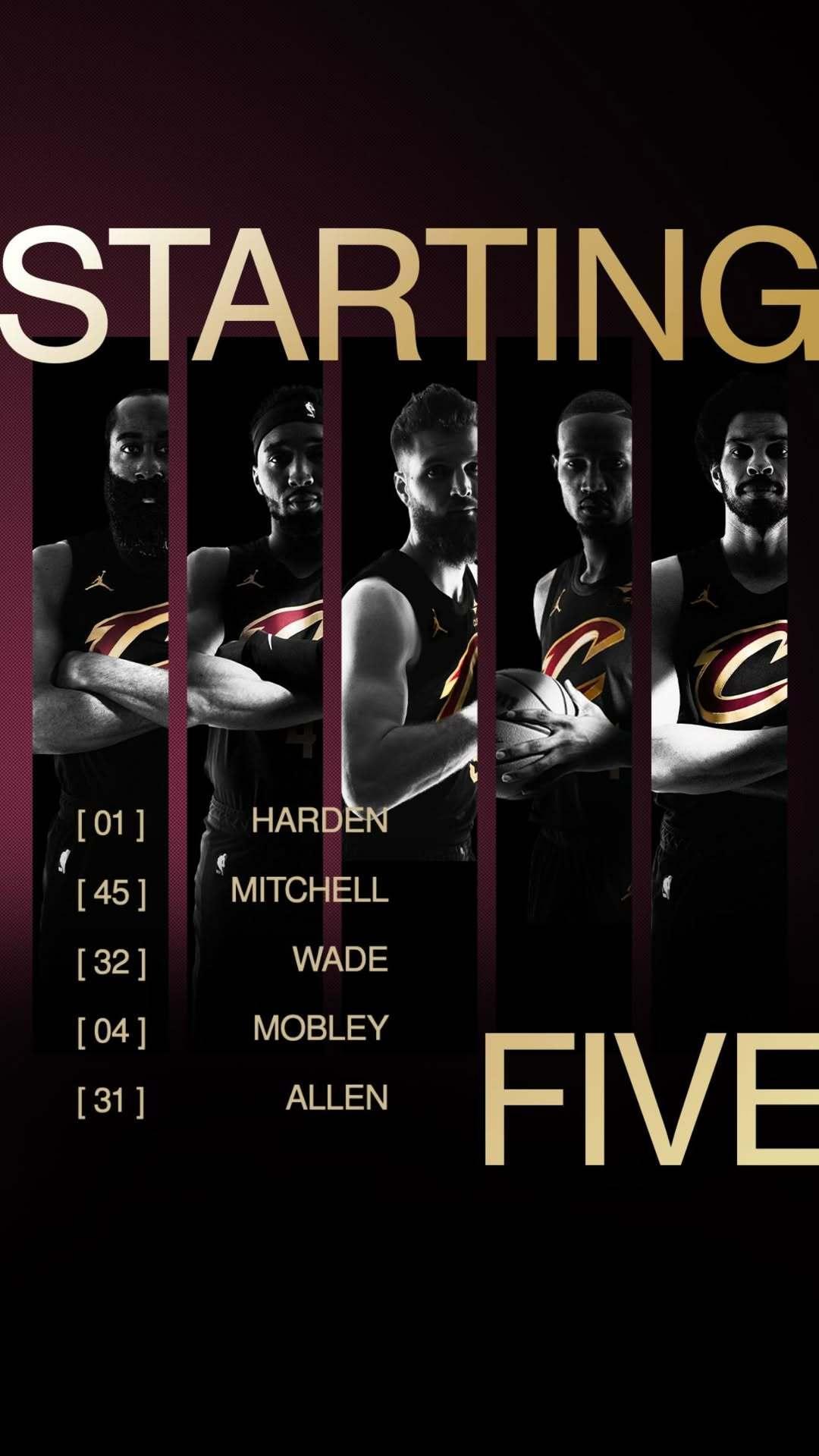 骑士首发：哈登，米切尔，韦德，莫布里，阿伦!nba季后赛骑士vs尼克斯
