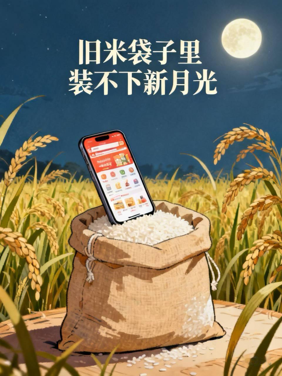 旧米袋子里装不下新月光

昨晚十一点十七分，我又点开了那个橘色的购物APP。手指