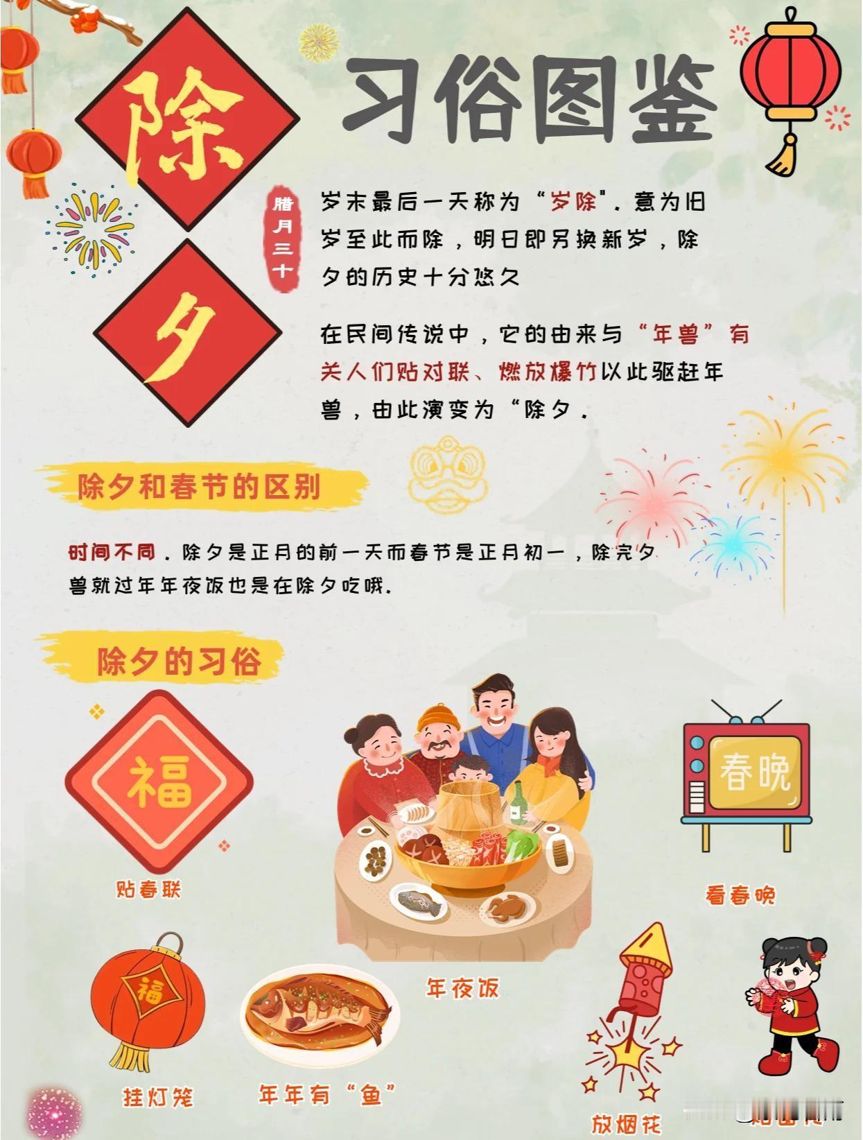 除夕，这个岁末最后一天，被称作“岁除”，意味着旧岁至此而除，明日将迎来新岁。
