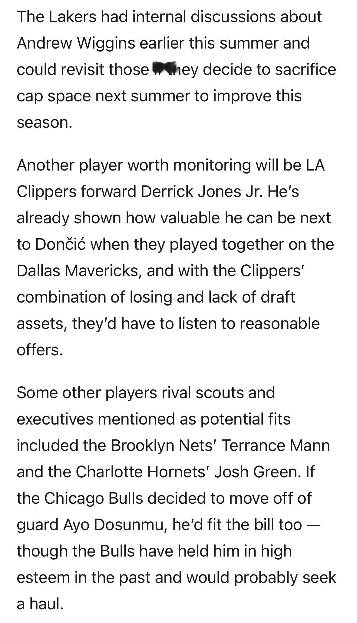 湖人记者Dan Woike：其实早在今年夏天，湖人内部就曾讨论过引进威金斯的可能