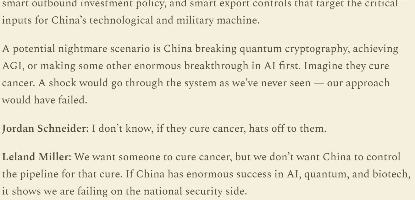 就是这么赤裸裸地表达，研制出来治疗癌症的药物难道不是全人类的福音？为什么会是美国