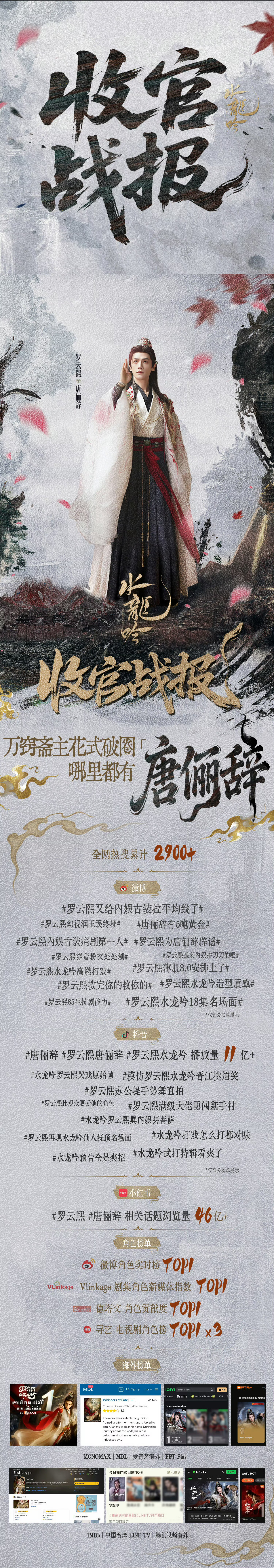 罗云熙水龙吟收官战报 罗云熙《水龙吟》收官战报，特别棒的成绩，舍不得和唐俪辞说再