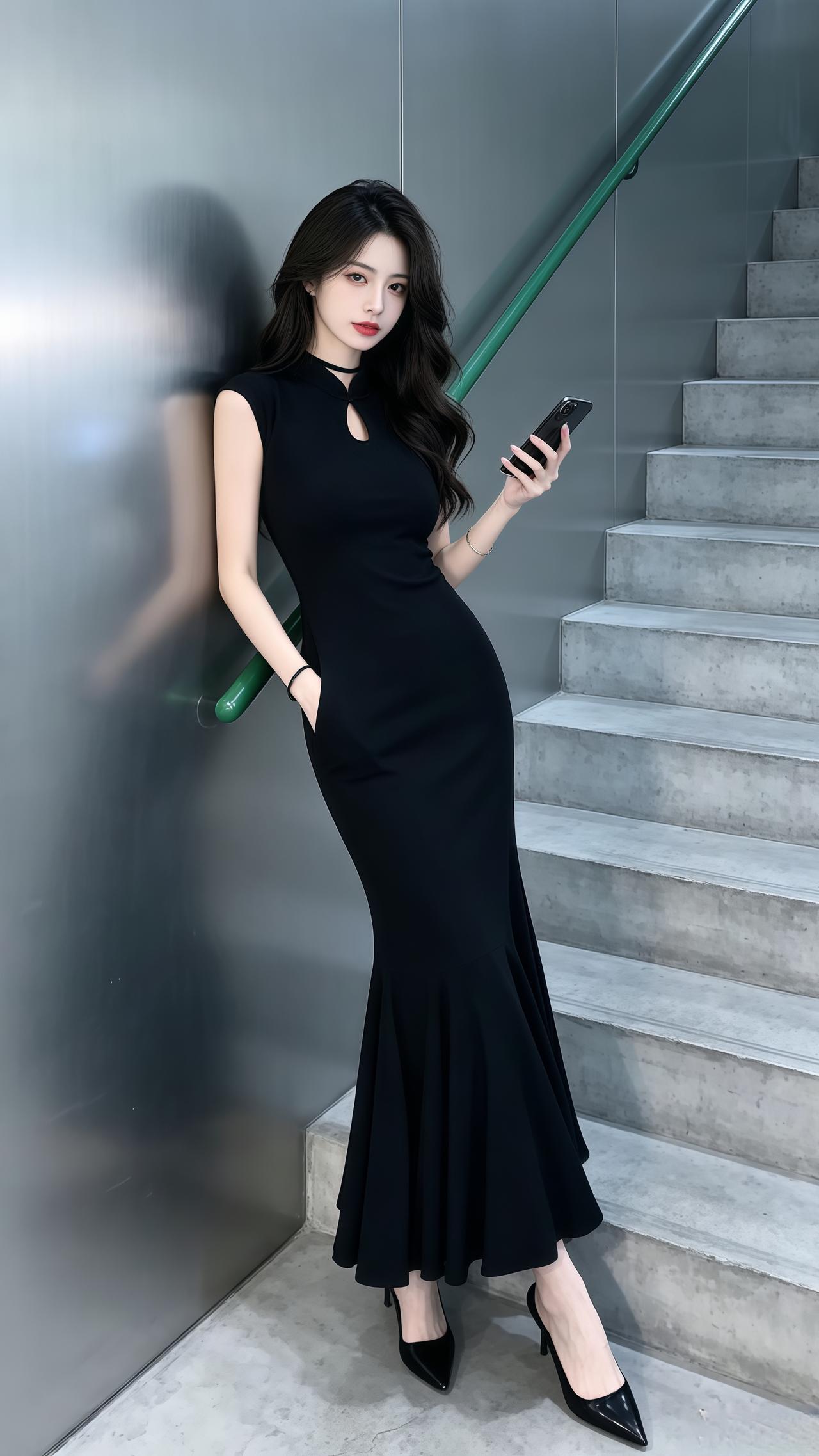 ootd女生穿搭御姐 黑长裙 审美提升穿搭 高级感穿搭夏季穿搭