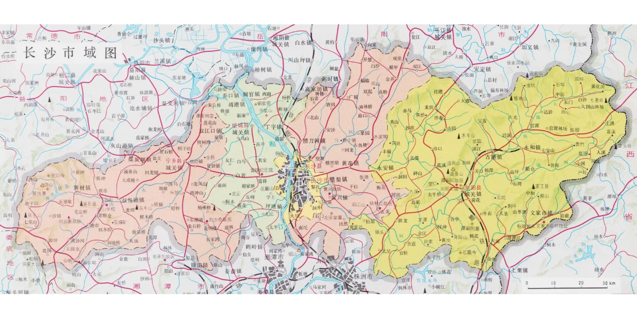 1994年长沙市域图 长沙老地图