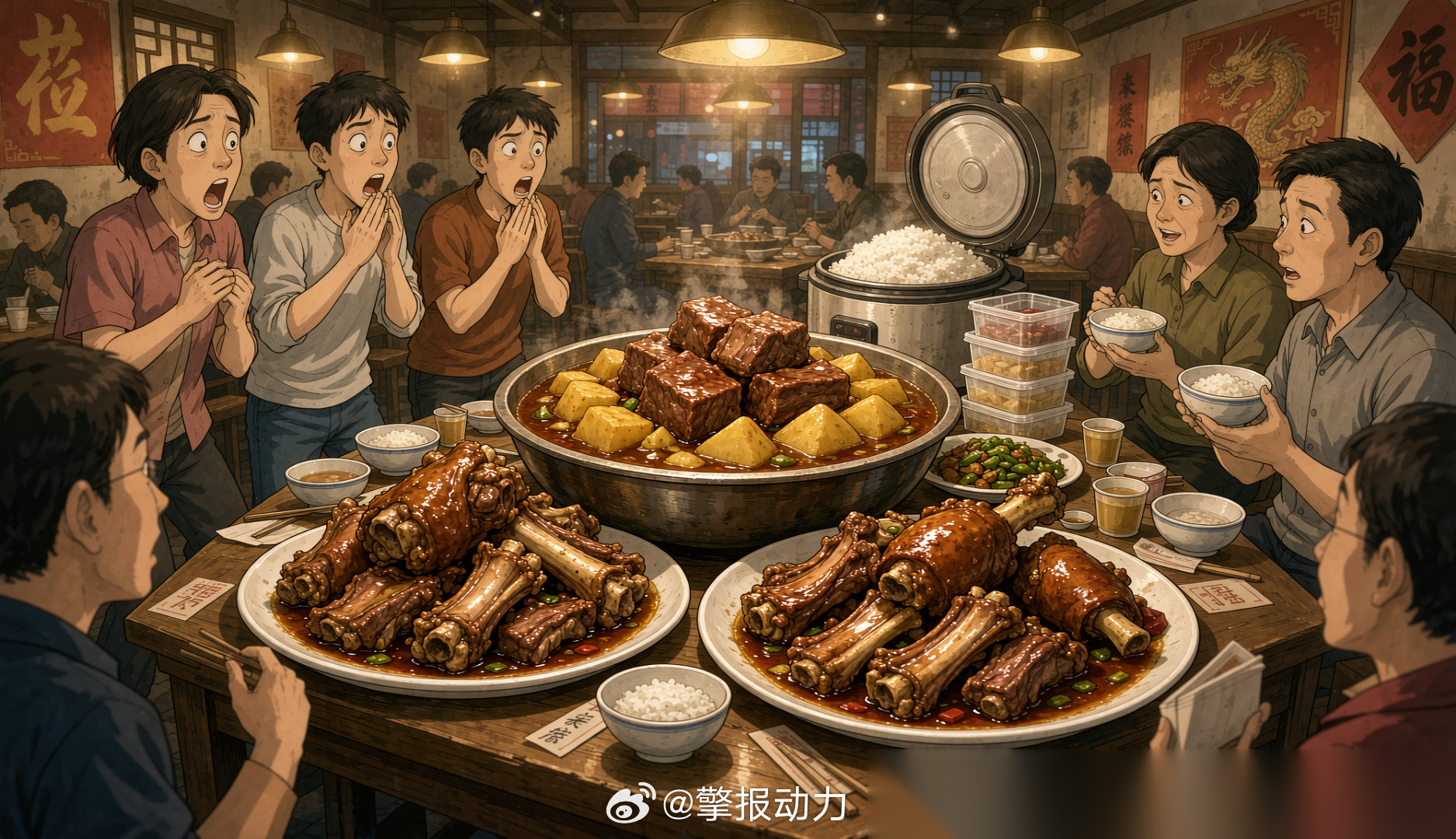我寻思这龙餐馆“夯爆了”是啥意思，不会是东北菜内卷到用盆吧。直到我亲眼看见隔壁桌