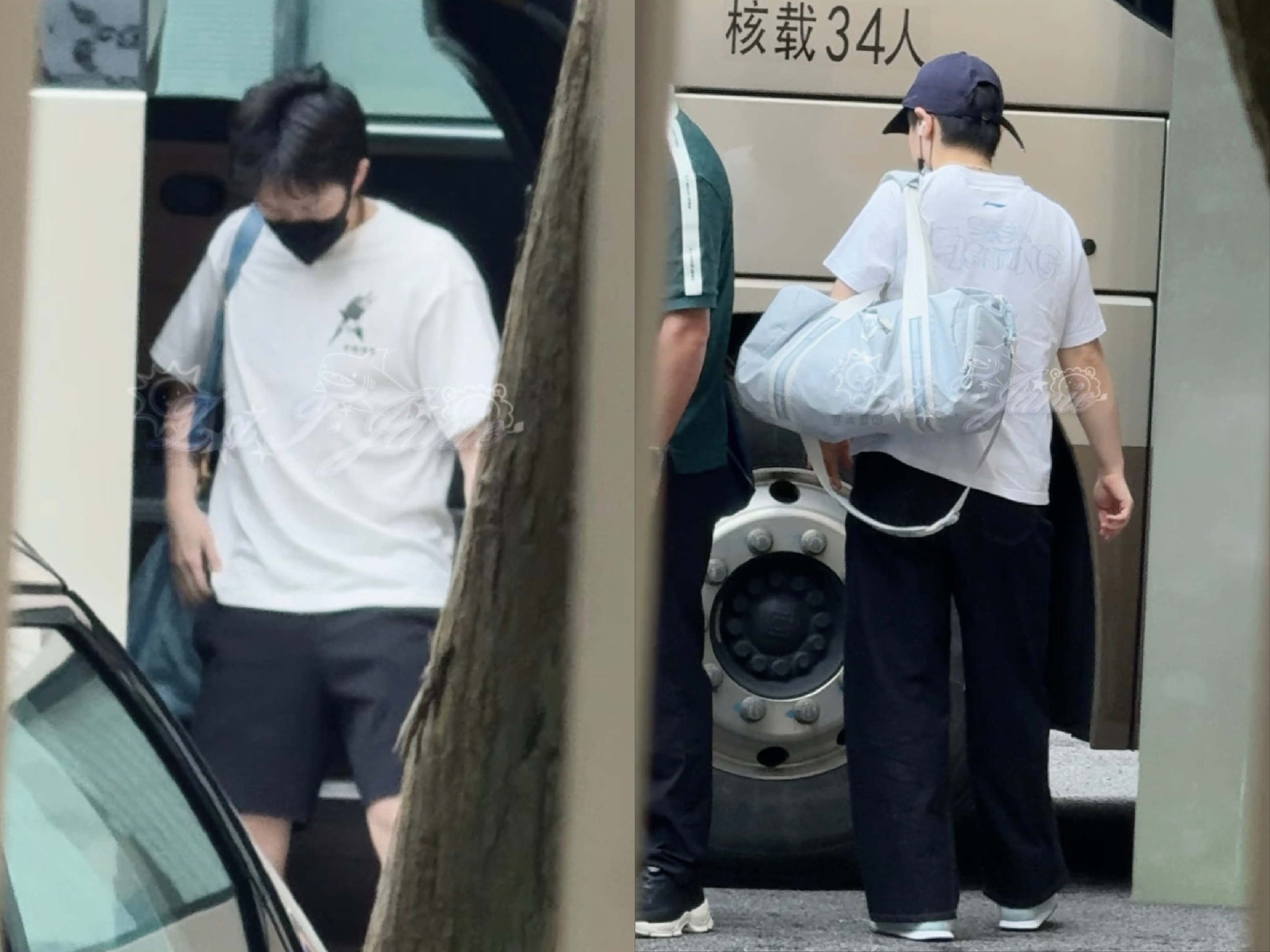 这穿搭色系商量好的吧！白衣黑裤黑口罩 ​​​