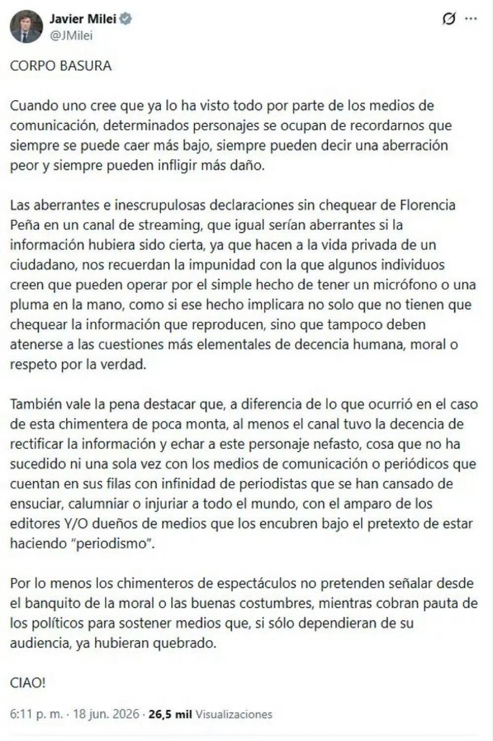 力挺梅西！阿根廷总统发布声明谴责阿根廷国内针对豪尔赫·梅西散布的不实谣言！

与