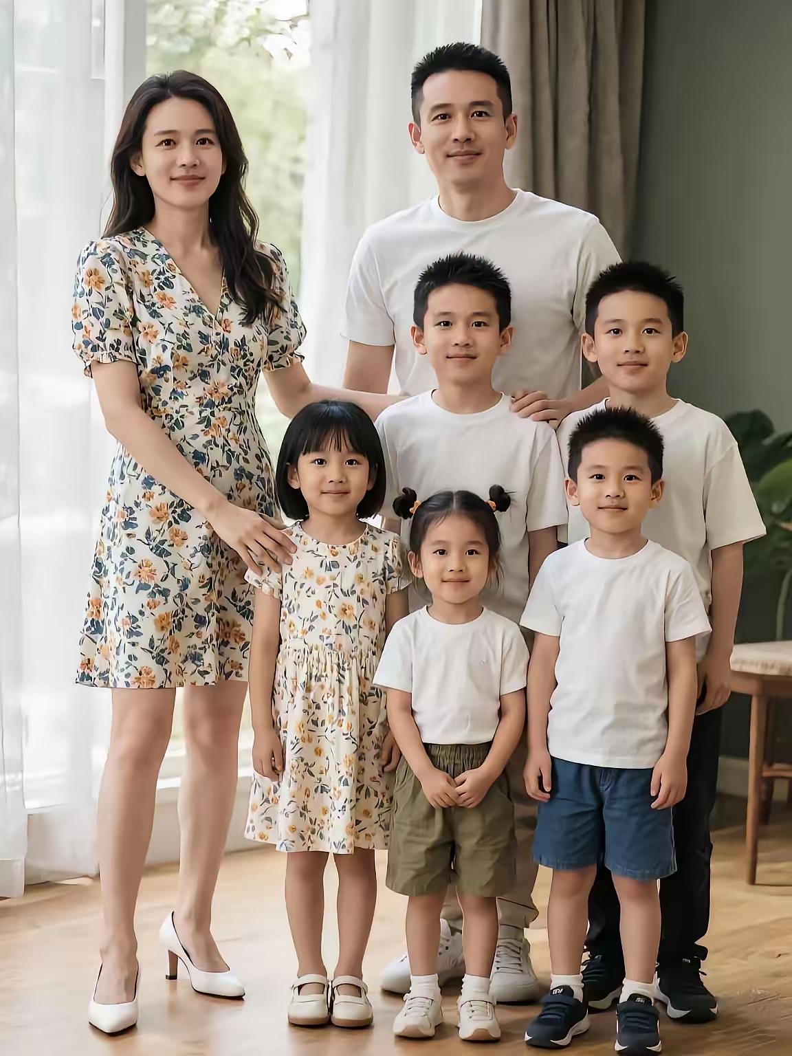 瞧这一家子，个个都是明星脸!这可咋长的呢？我都怀疑是AI制作，你们说是吗？