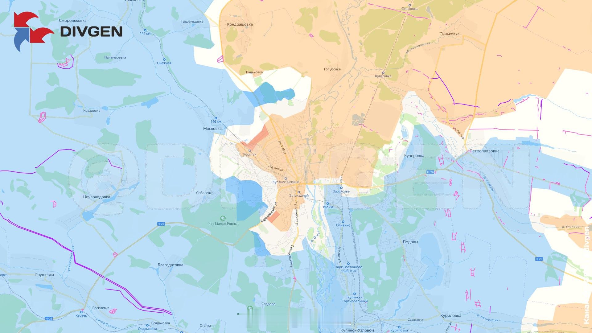 俄乌冲突 库皮扬斯克divgen：俄军已收复了尤比利尼区和尤比利纳亚街的阵地。乌