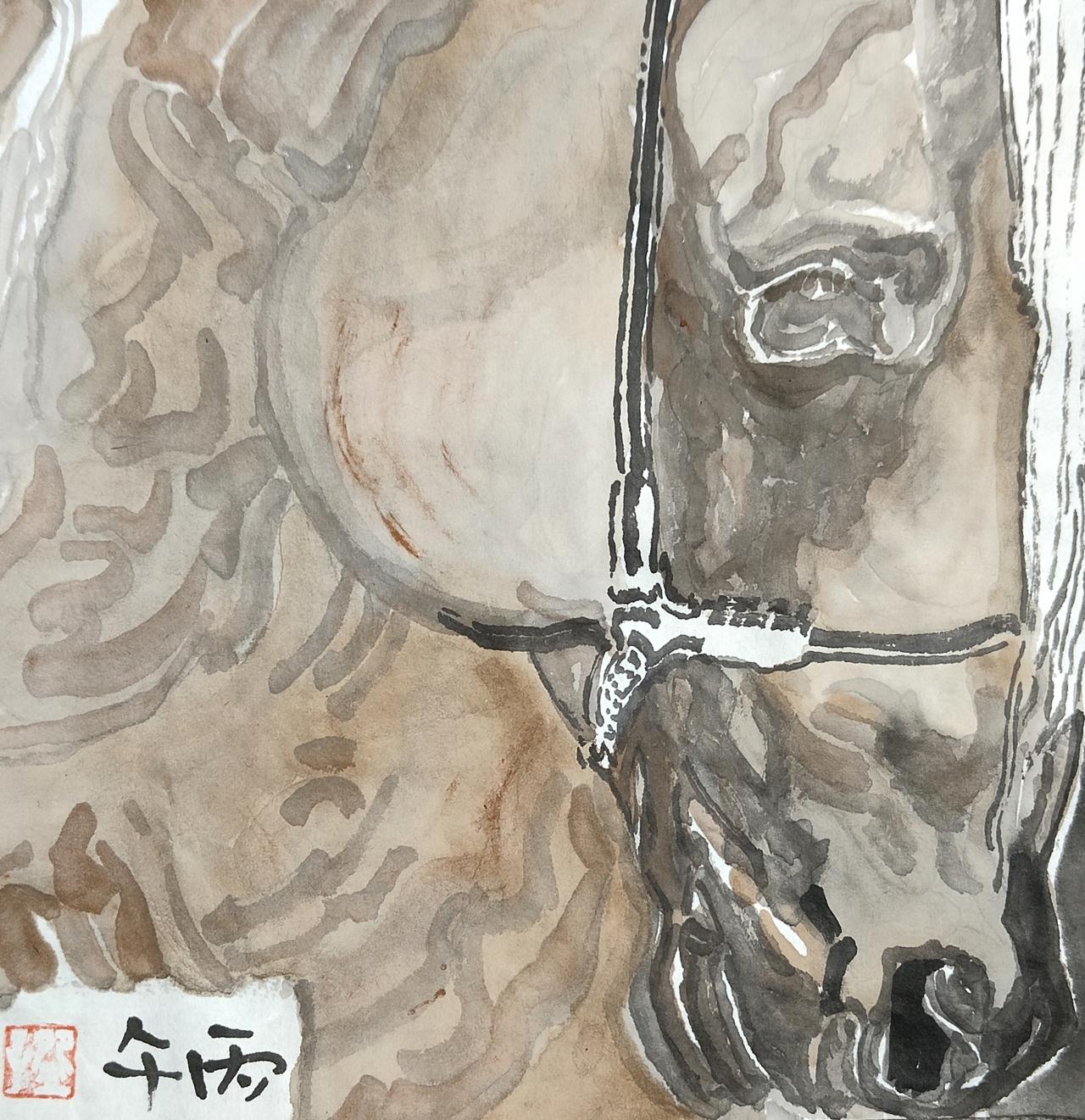 碗子的纸片水墨《马年画马》