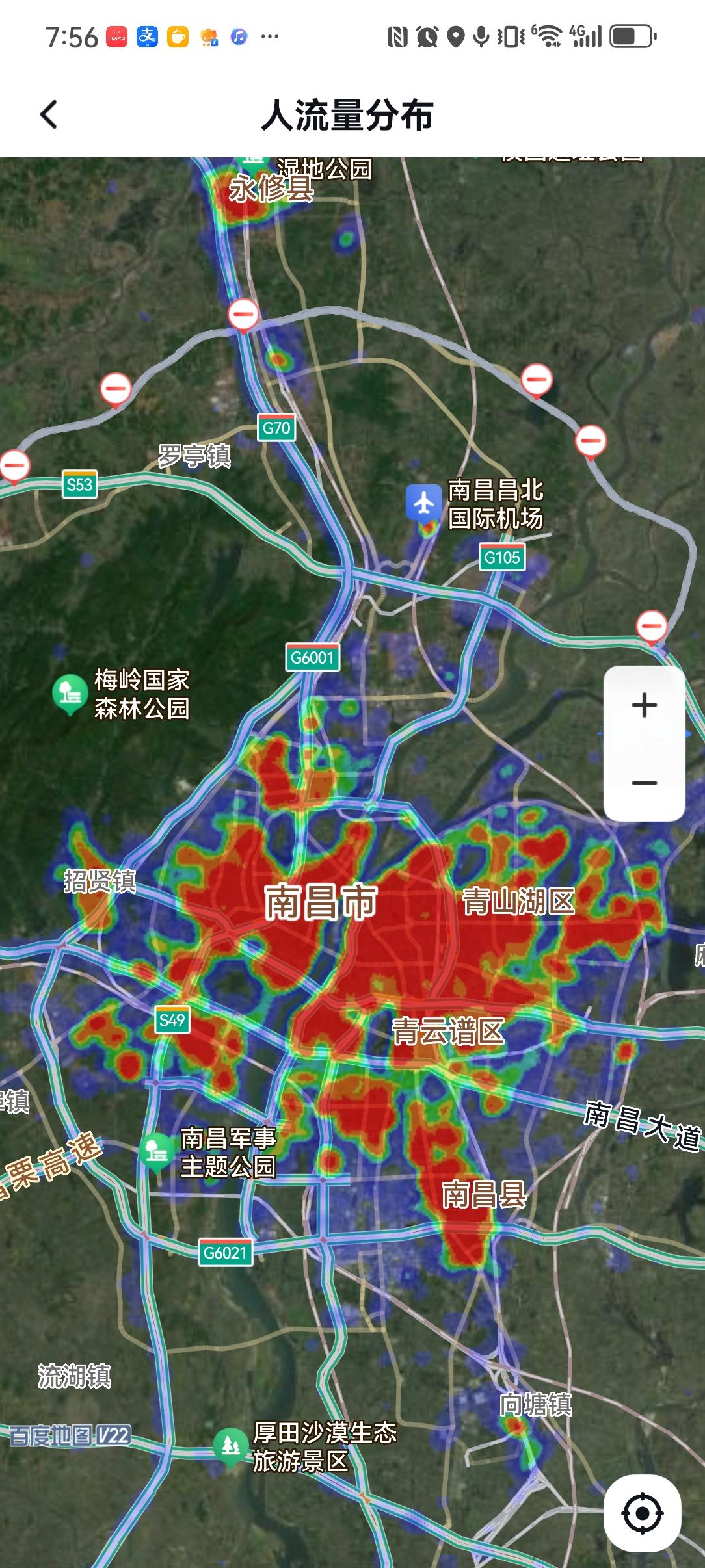 2026年9月30日19:56分，南昌市热力图！
南昌市老城区人气爆棚，尤其是八