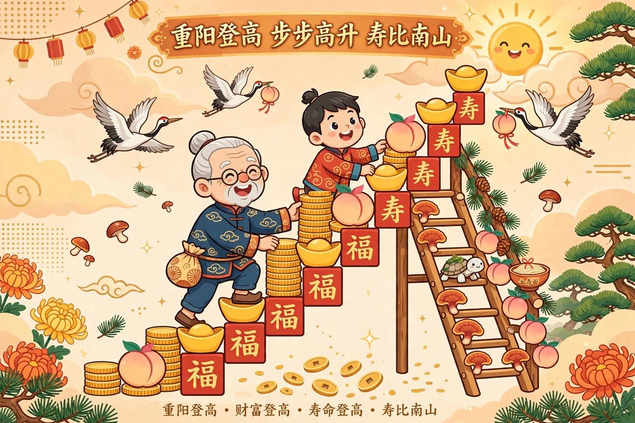 谁的“重阳图”更好？

今天我用AI制作了几张“99重阳节” 的插图。AI使用时