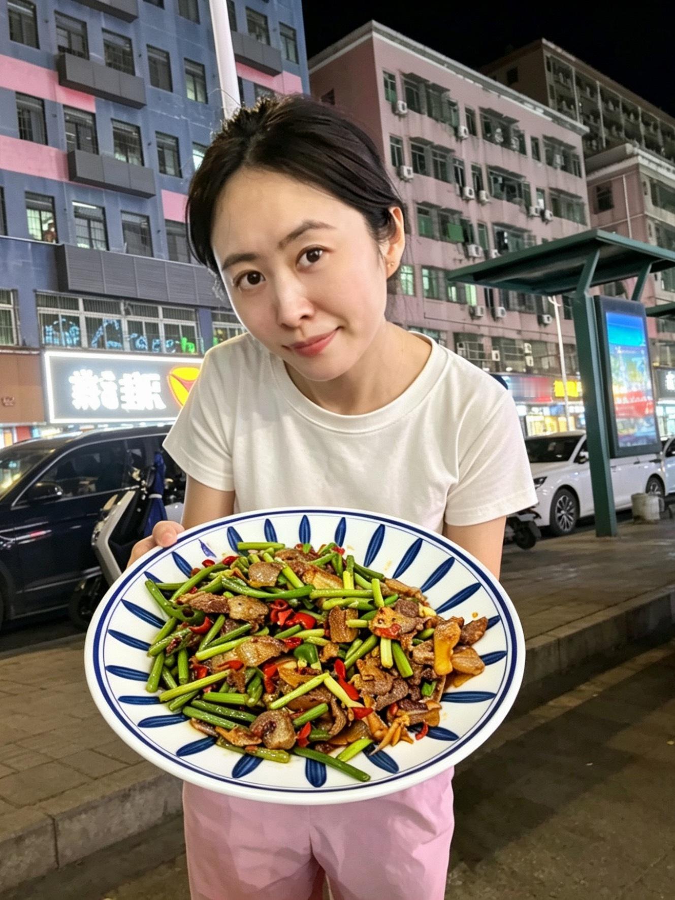 这就是趣评测财务大姐，人人夸她蒜薹炒五花肉好吃，色香味俱全，人长得漂亮也就算了，