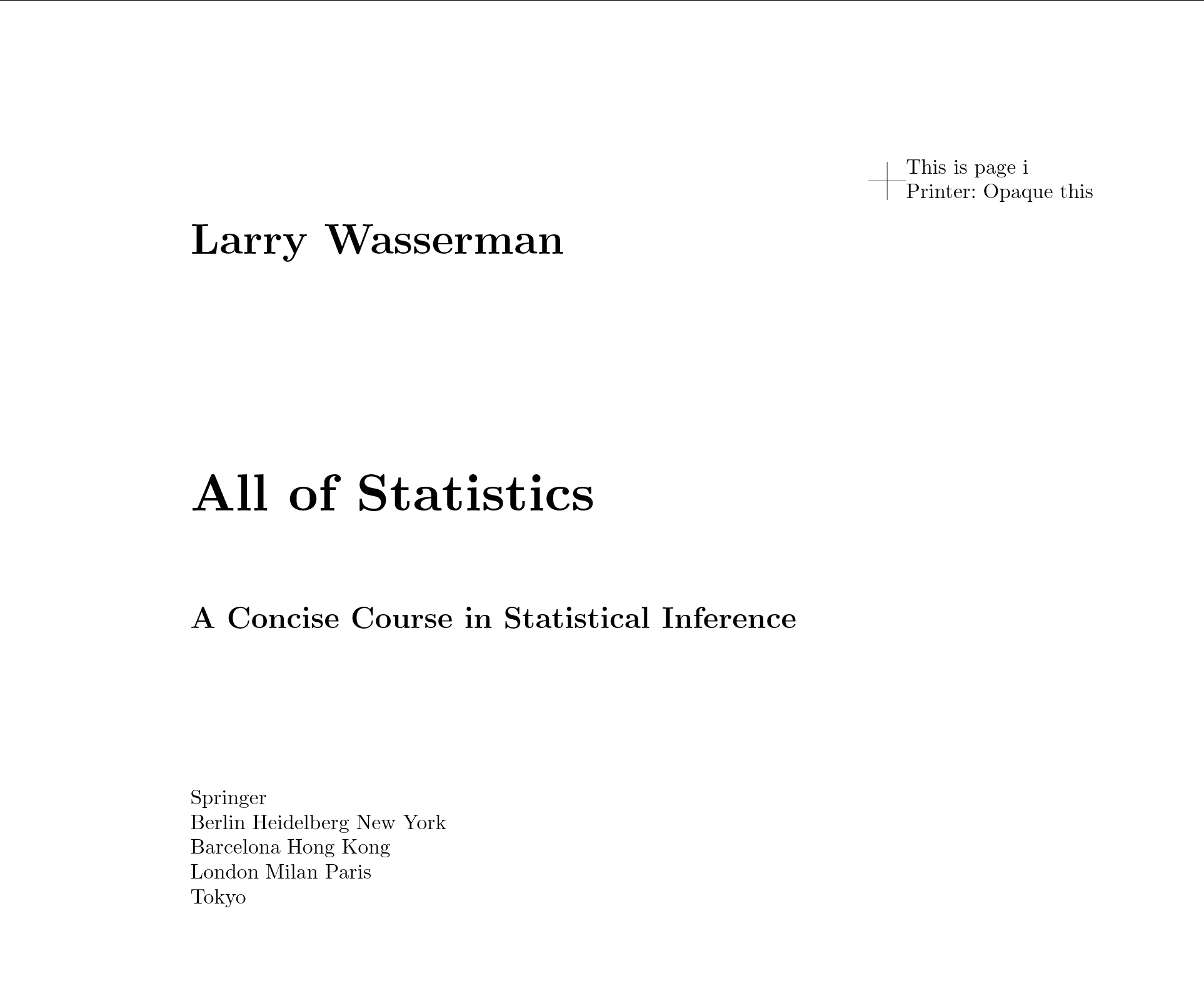 经典统计学教材 《All of Statistics: A Concise Co