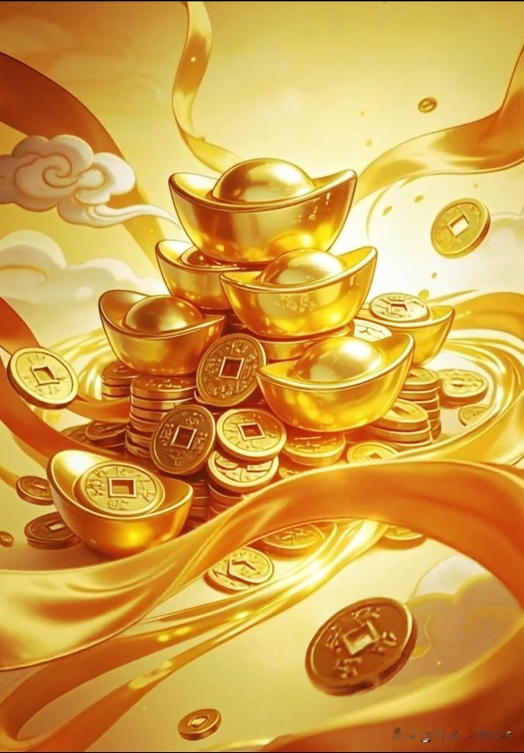 金元宝堆成山，财运旺到年尾关。