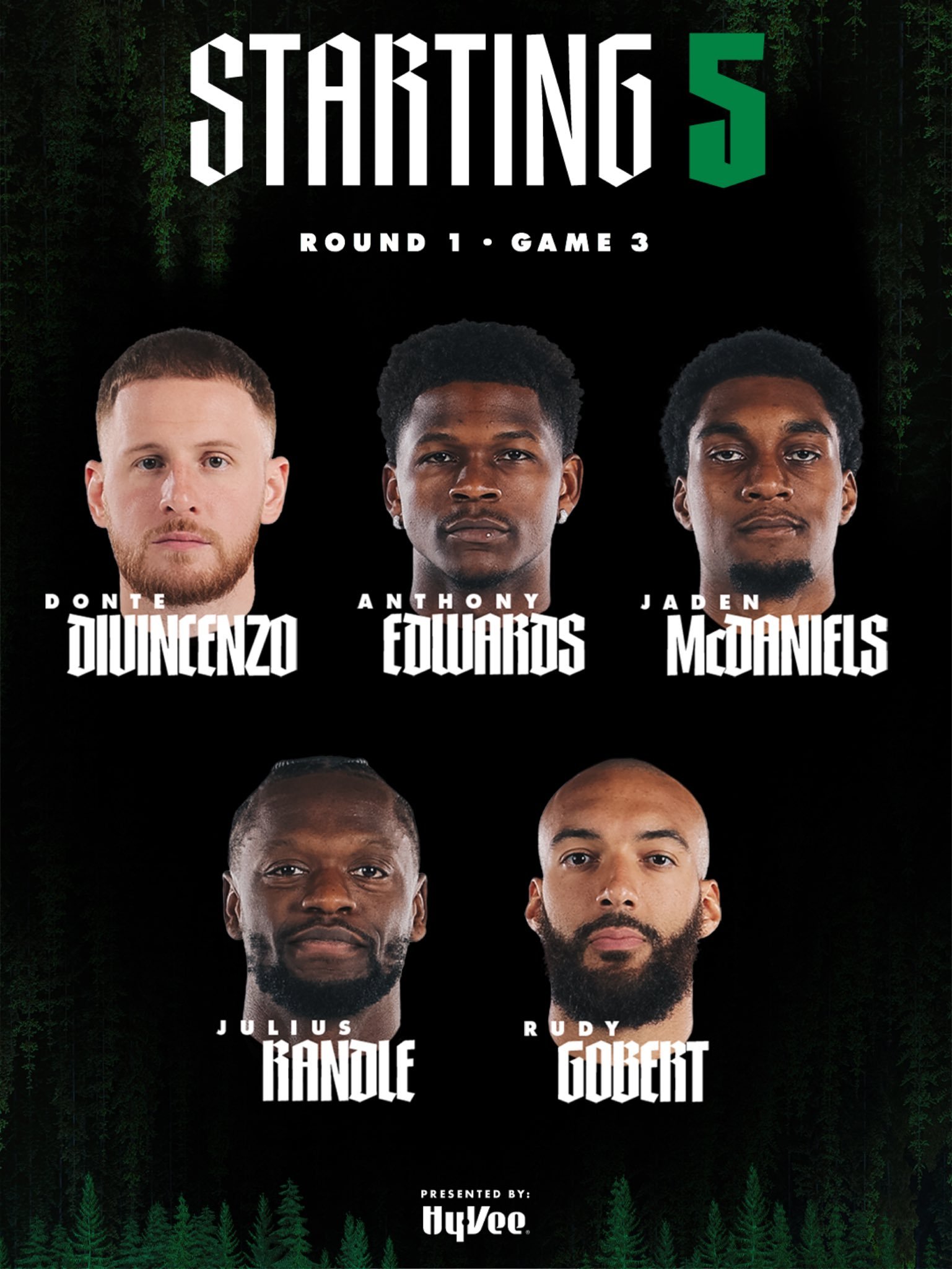 掘金首发：穆雷、布劳恩、约翰逊、琼斯、约基奇森林狼首发：迪文、华子、麦丹、兰德尔