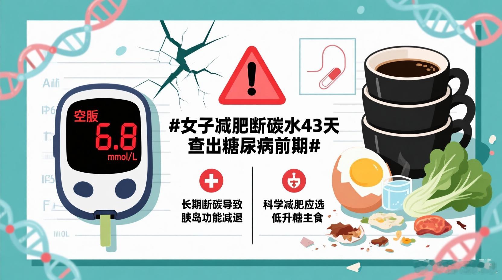 女子减肥断碳水43天查出糖尿病前期43天不吃主食，35岁女子饿出“糖前期”！杭州