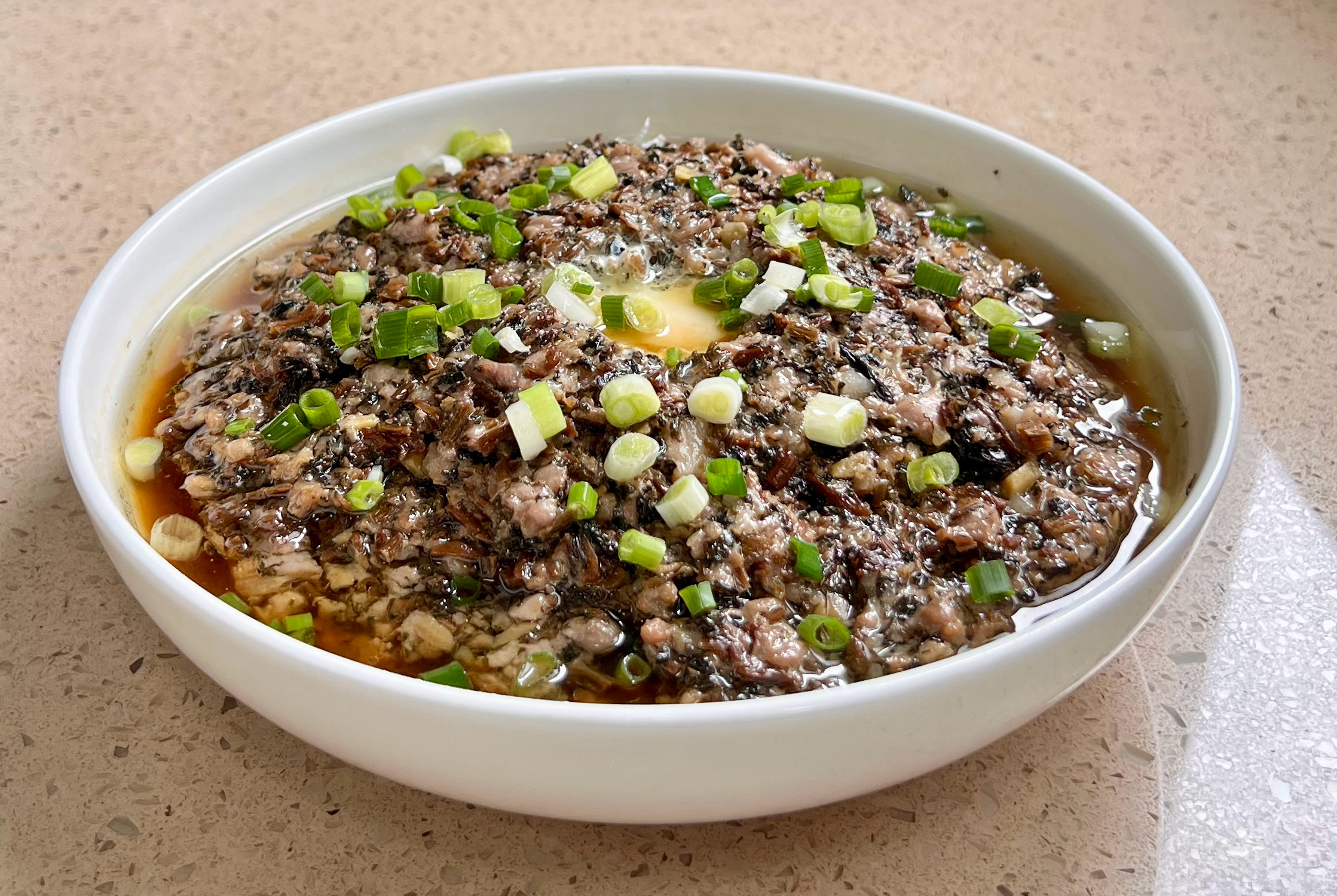 梅干菜蒸鸡蛋肉饼 