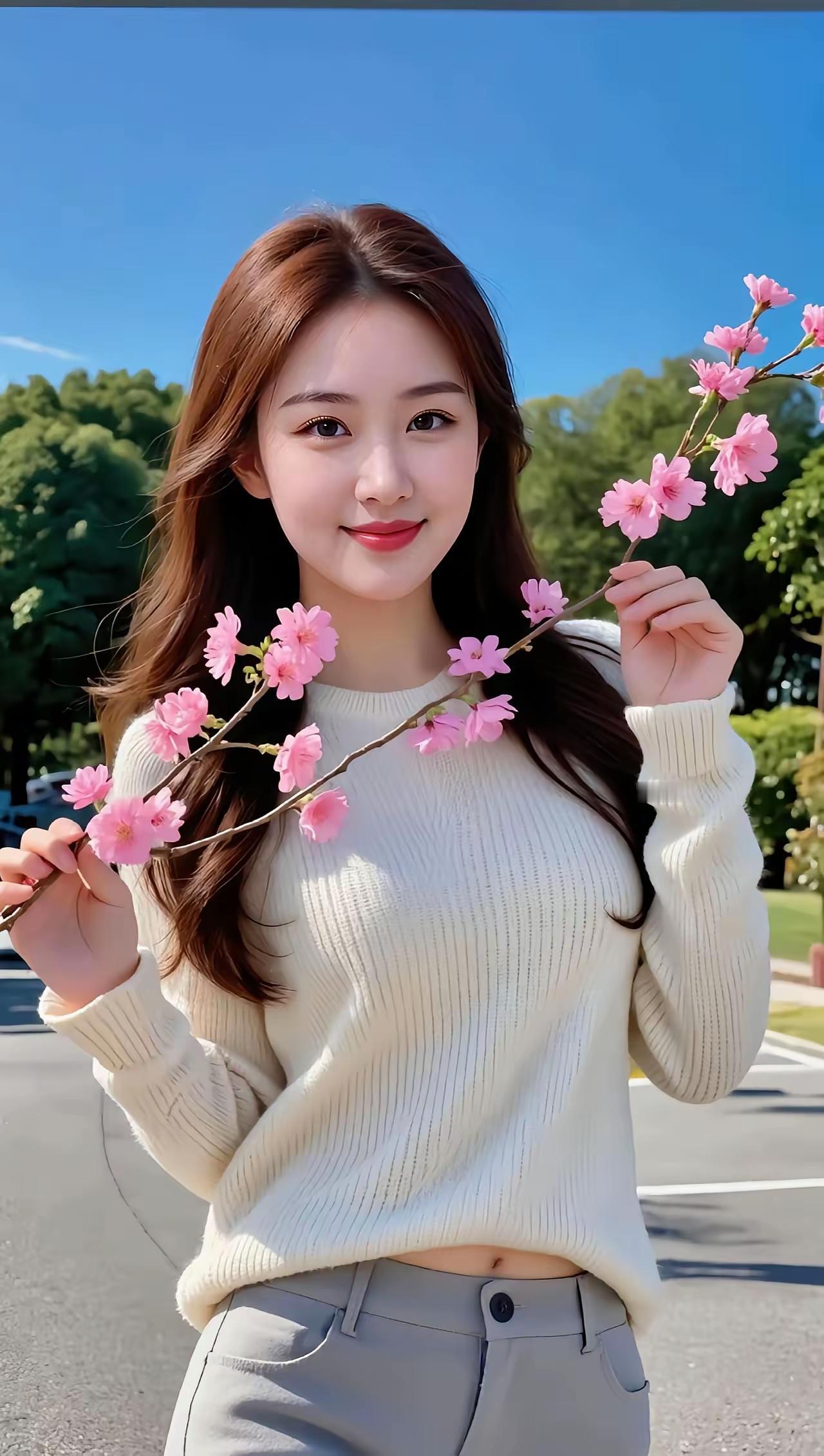 春日暖阳下，少女与粉花相映成趣人活一辈子，什么是真正属于你的