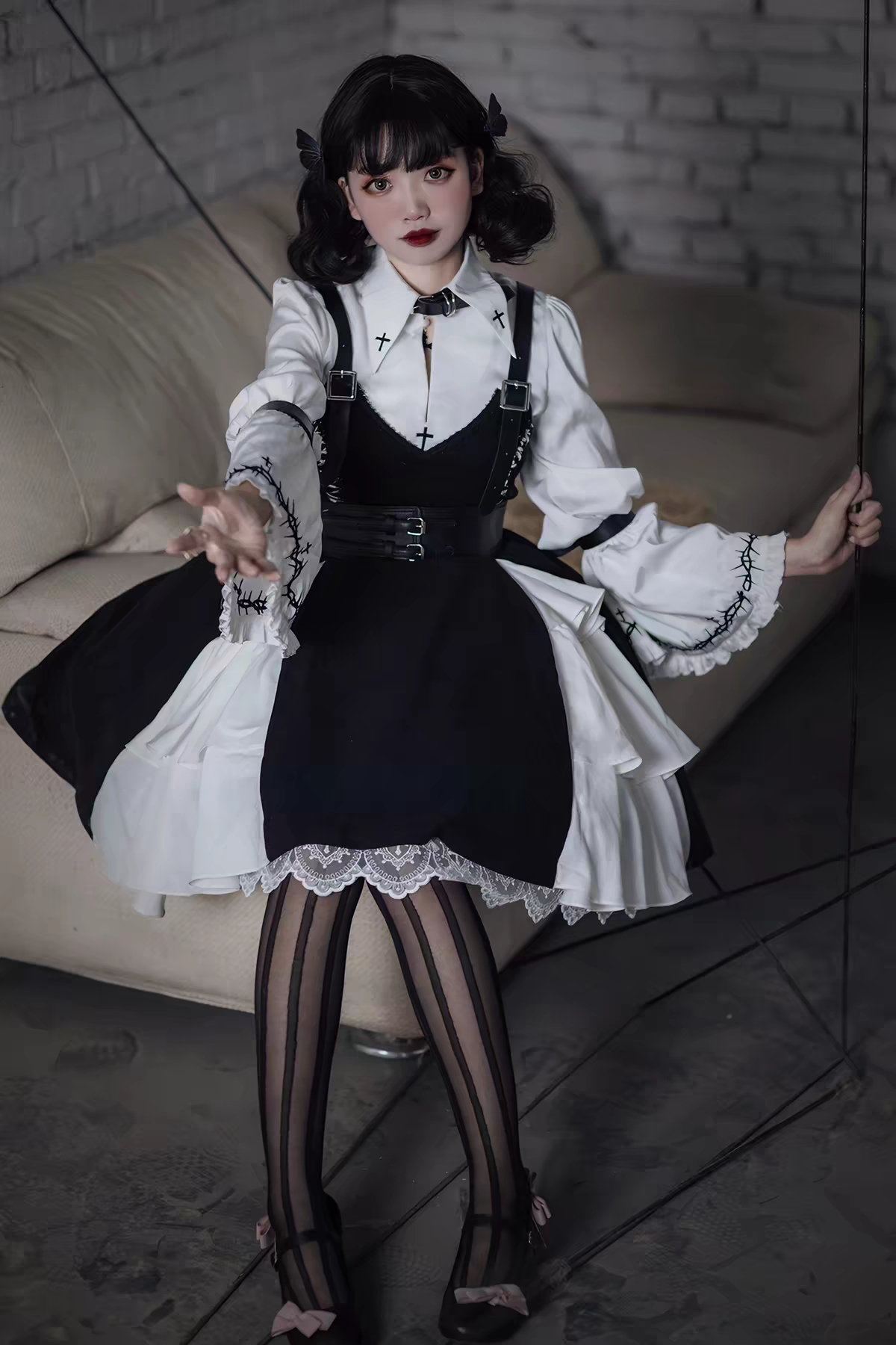 lolita出物 囚鸟旅店斯德哥尔摩情人fs XL 280裙子+衬衫+腰封+配饰