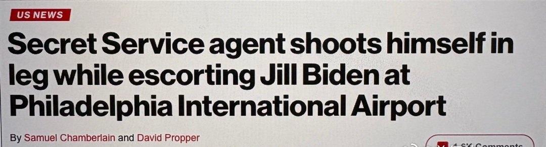 周五，一名美國特勤局特工在費城國際機場執行保護鸡兒. 敗登Jill Biden任