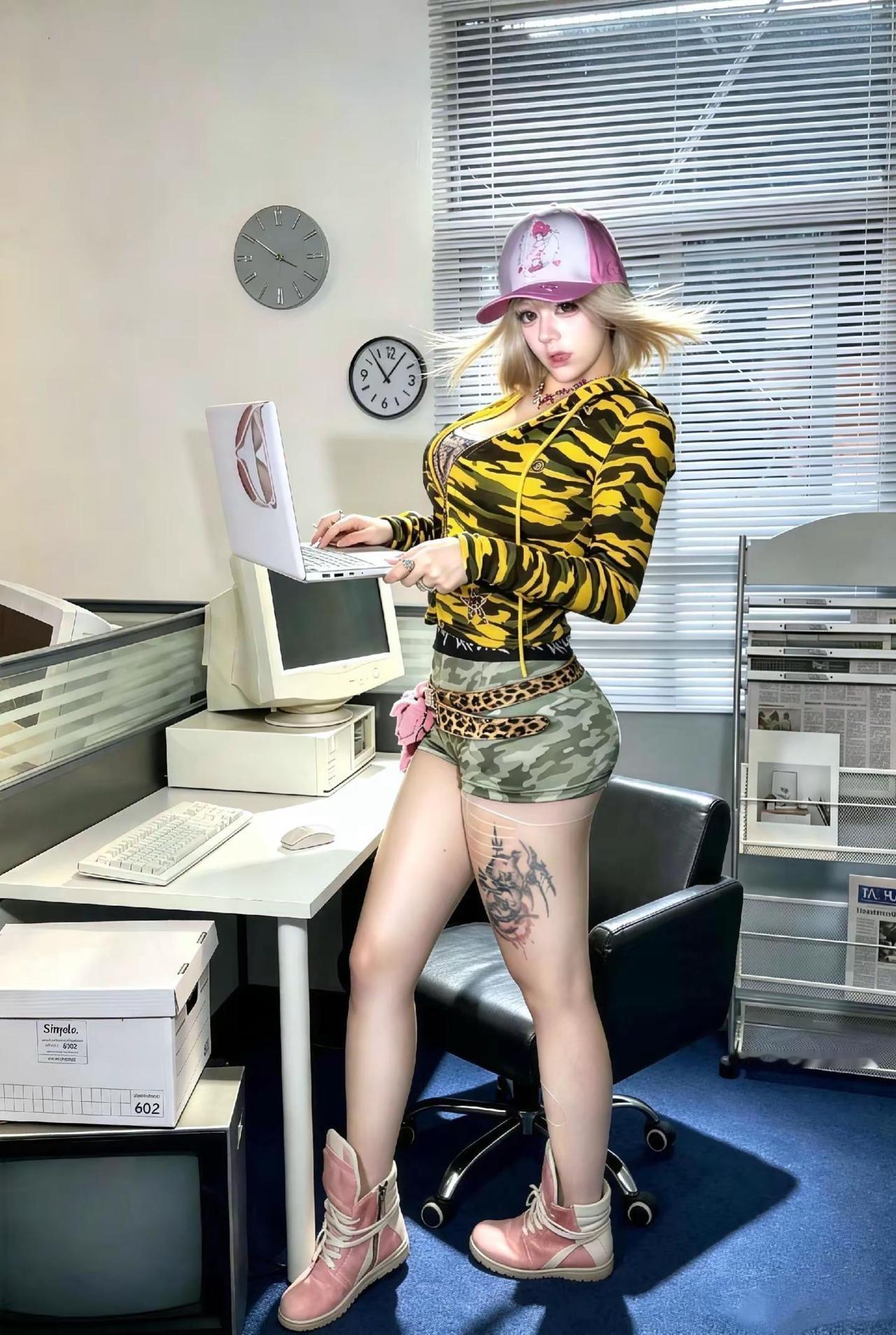 第一天上班的辣妹。HuDieGongZhu