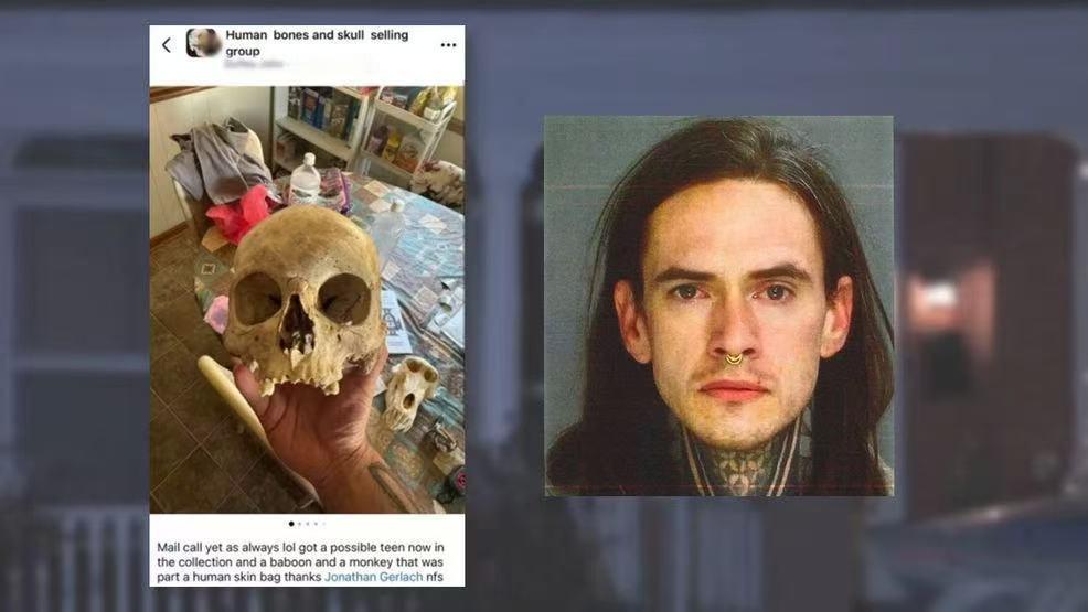 美国宾夕法尼亚州34岁男子乔纳森·格拉赫日前被警方逮捕，其家中搜出超100件人类