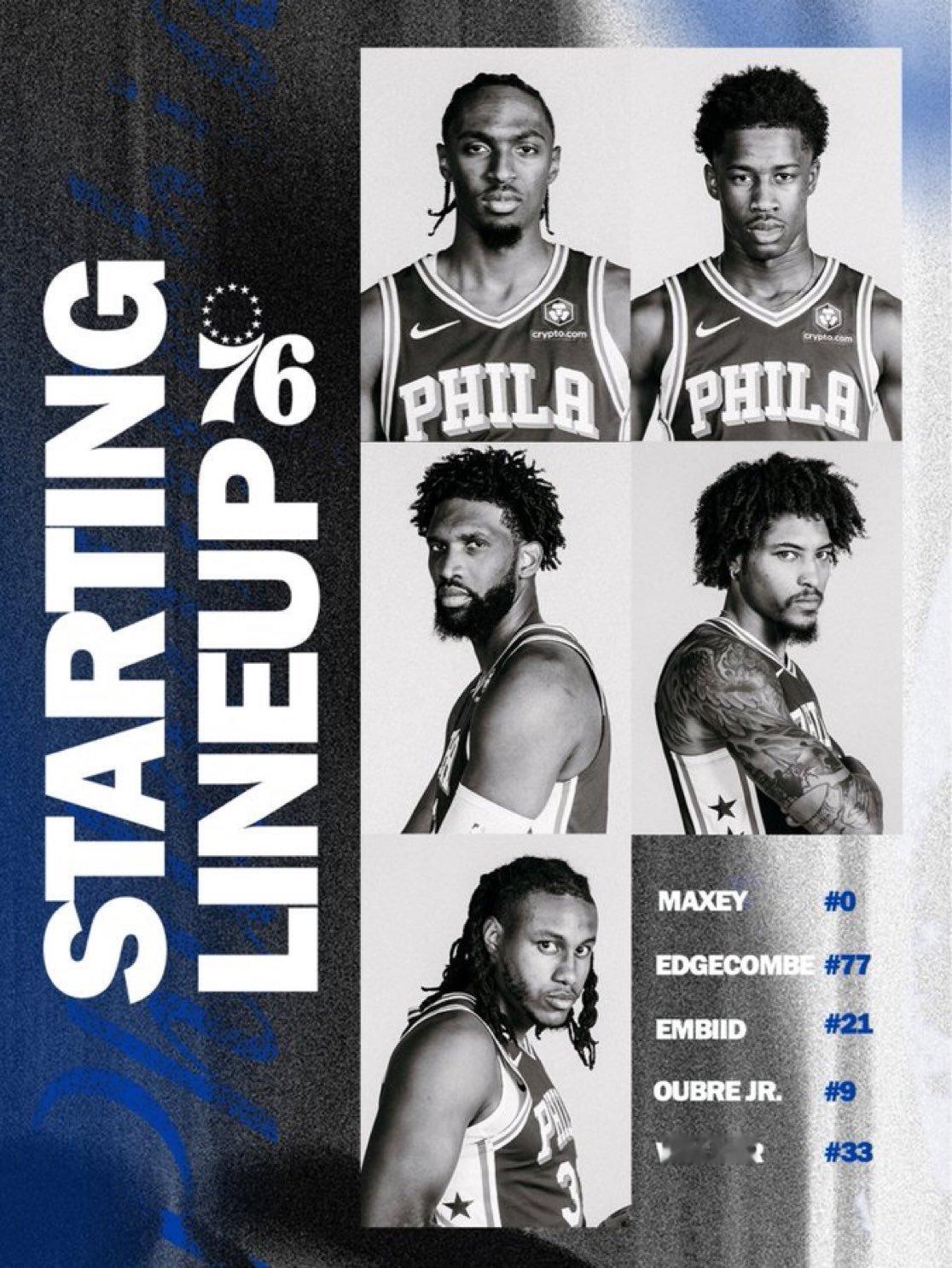 常规赛第7场：76人vs公牛[围观]首发阵容名单：马克西、埃奇库姆、乌布雷恩比德