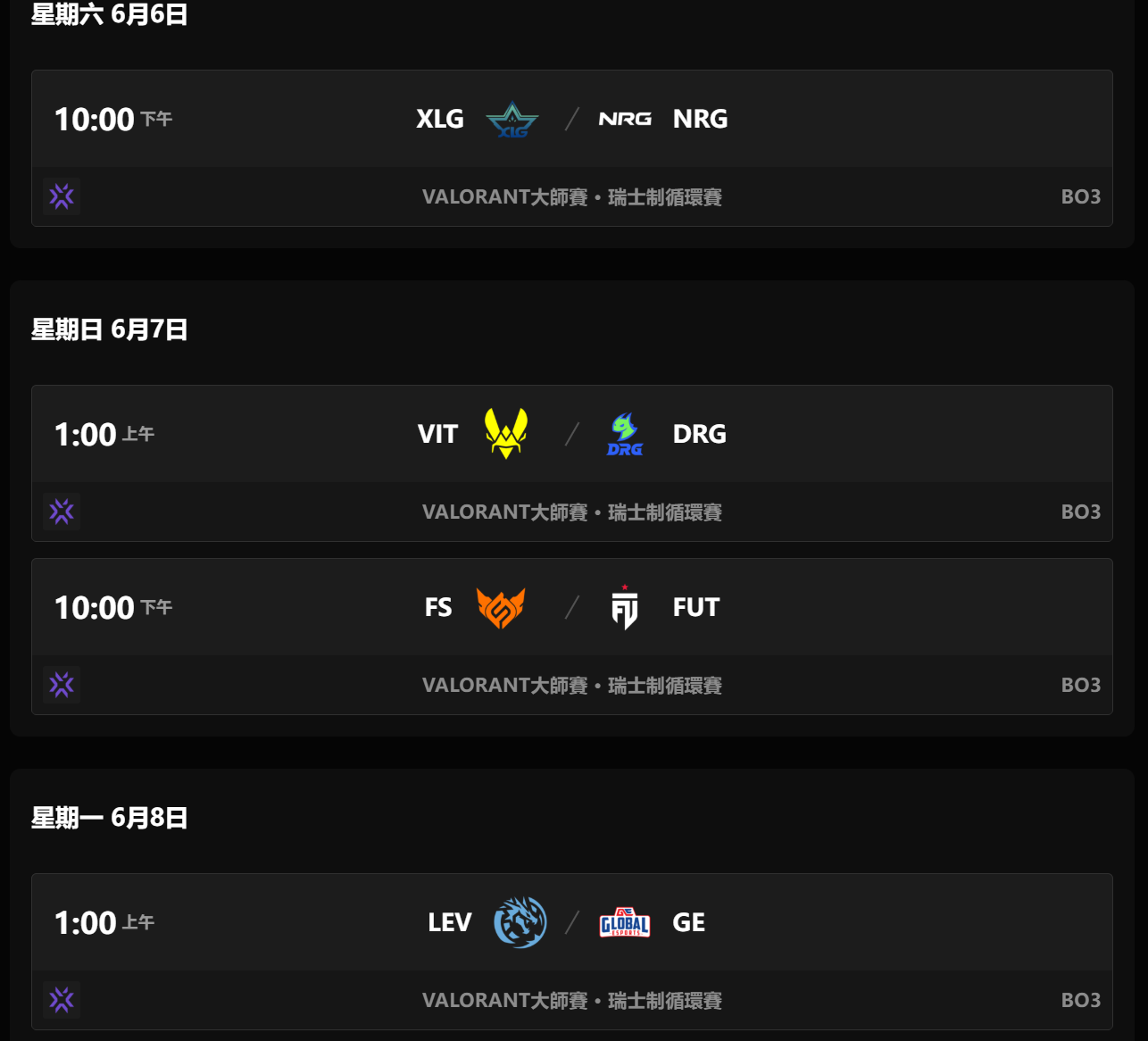 伦敦大师赛瑞士轮首轮赛程：开赛日6月6日，XLG/DRG一起亮相