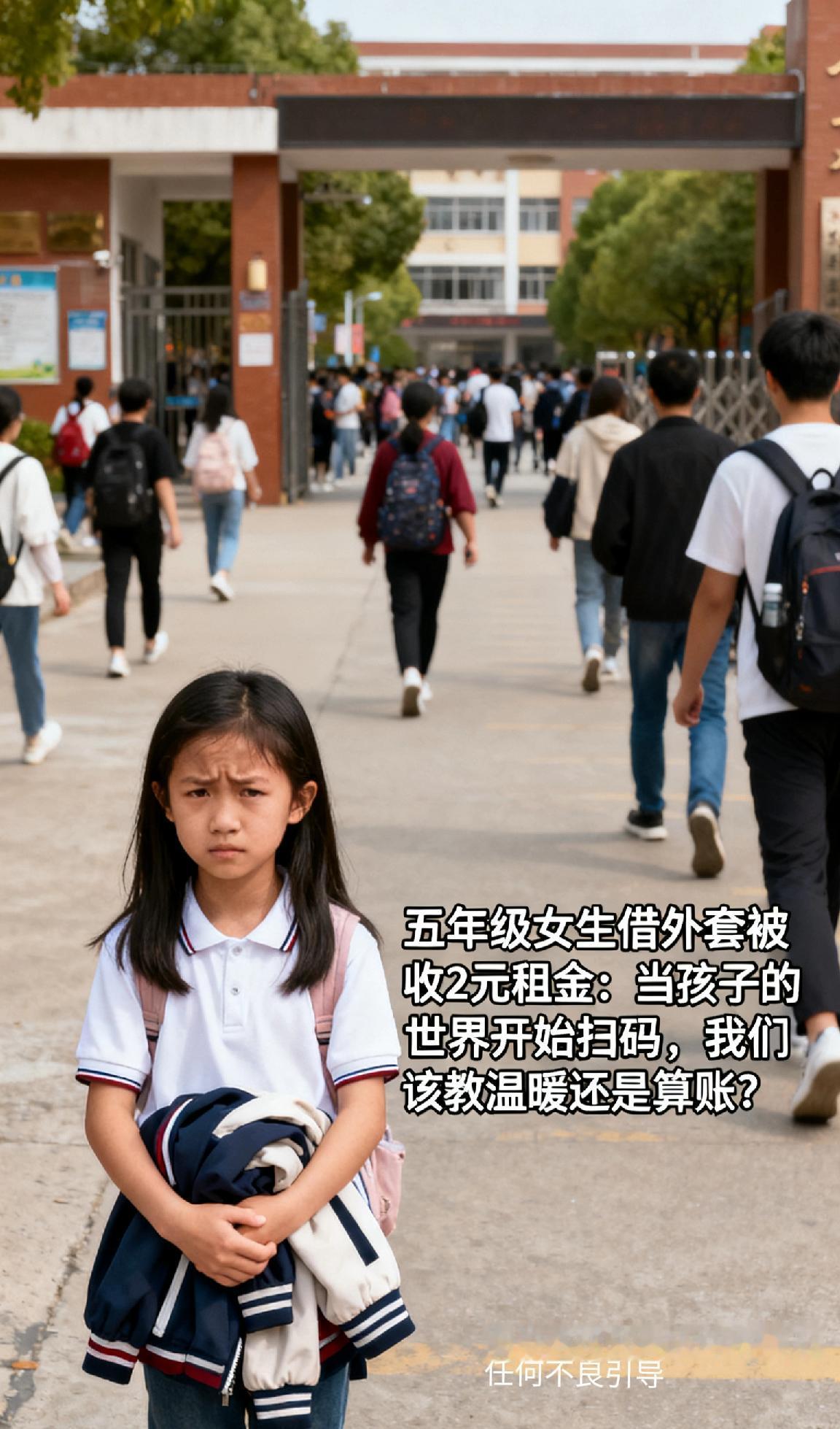 五年级女生借外套被收2元租金：当孩子的世界开始扫码，我们该教温暖还是算账？
 