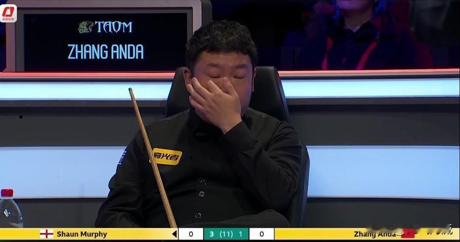 中国选手连遭重创，张安达逆境求生，四强只剩最后希望。
今天斯诺克英锦赛打得很惨，