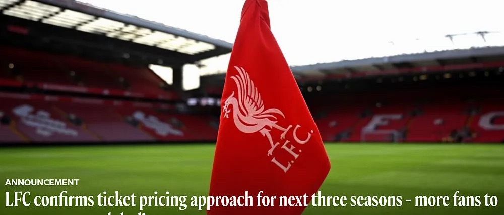 利物浦官方确认，未来三个赛季的门票价格将会提升3%左右。这引发了红军球迷的集体不