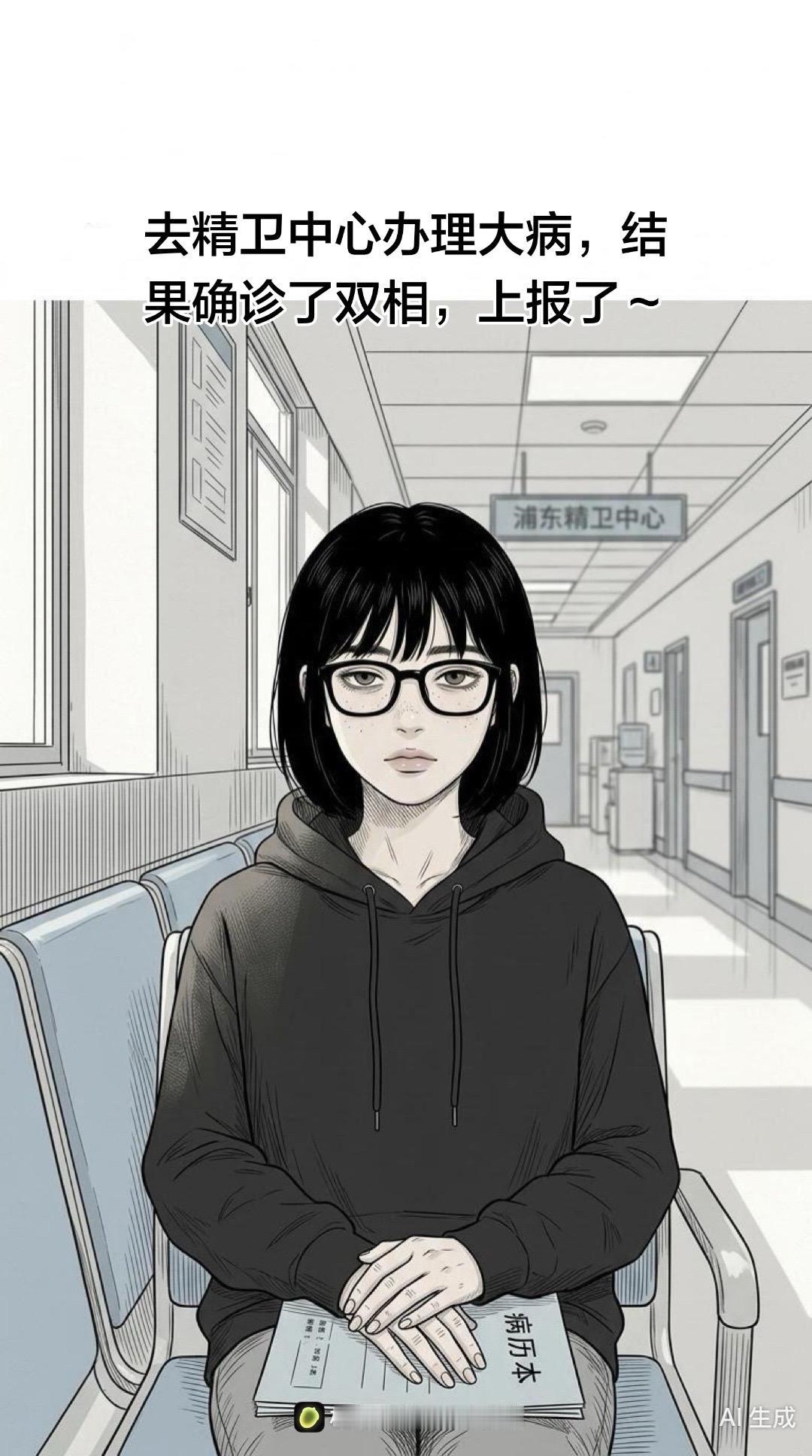 去精卫中心办大病，结果确诊双相，上报了～日常瞎画 双相情感障碍 大病 漫画