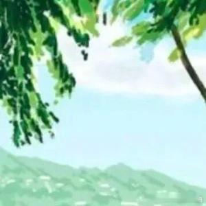 书斋外面是阳台，阳台外面是海，是山，海是碧湛湛的一弯，山是青郁郁的连环。山外有山