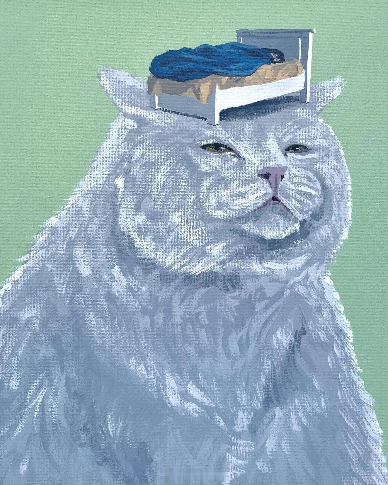 美国艺术家Danial Ryan以猫为创作灵魂，作品最大的特点是将猫咪作为人类社