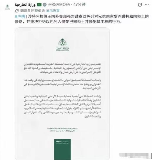 沙特终于要下场了？中东可能真要乱了！
沙特外交部发了一份官方声明，在声明中沙特强