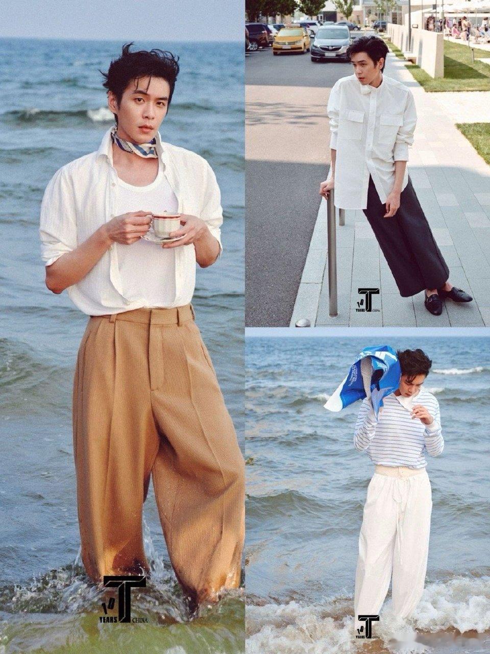 张若昀站在海里喝咖啡 张若昀站在海里喝咖啡的样子，是浪漫本身吧！白衬衫配海浪，咖